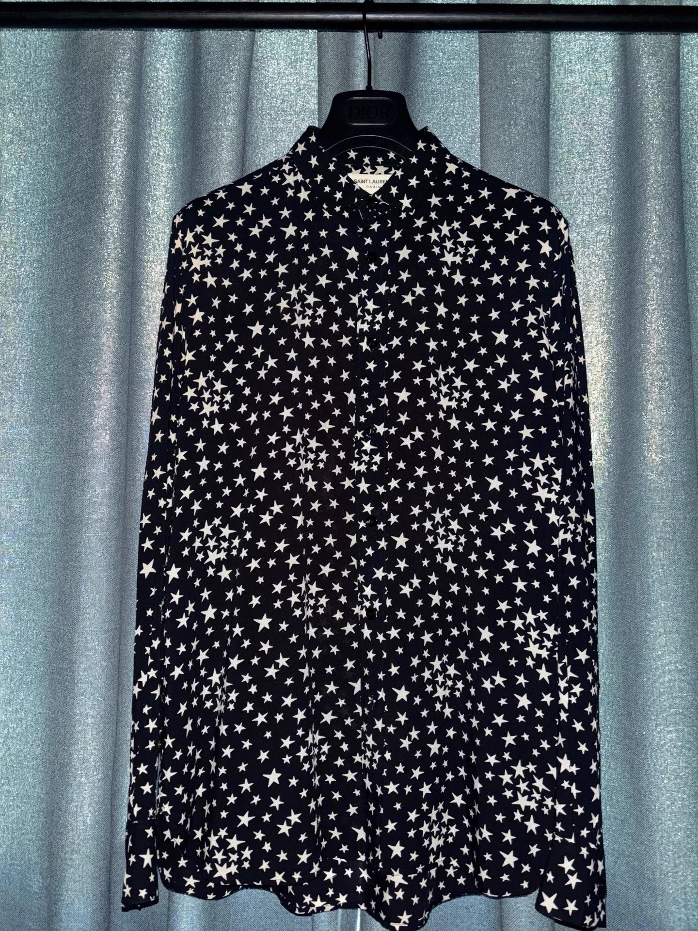 Saint Laurent Paris SLP 2016FW Black White Star Shirt 39 Size US L / EU 52-54 / 3 - 1 Thumbnail