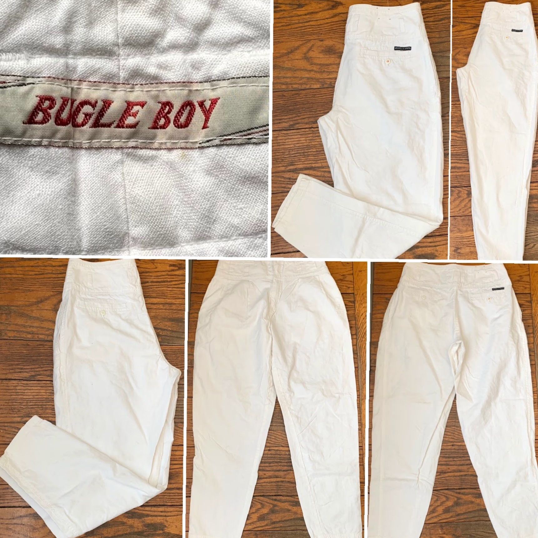 Bugle Boy VINTAGE Bugle Boy Pants Men White Cotton 32 X 32 High Waist Tapered Leg Inseam 30 1/2” Zipper Fly 80s 90s Retro Casual Size US 32 / EU 48 - 4 Thumbnail