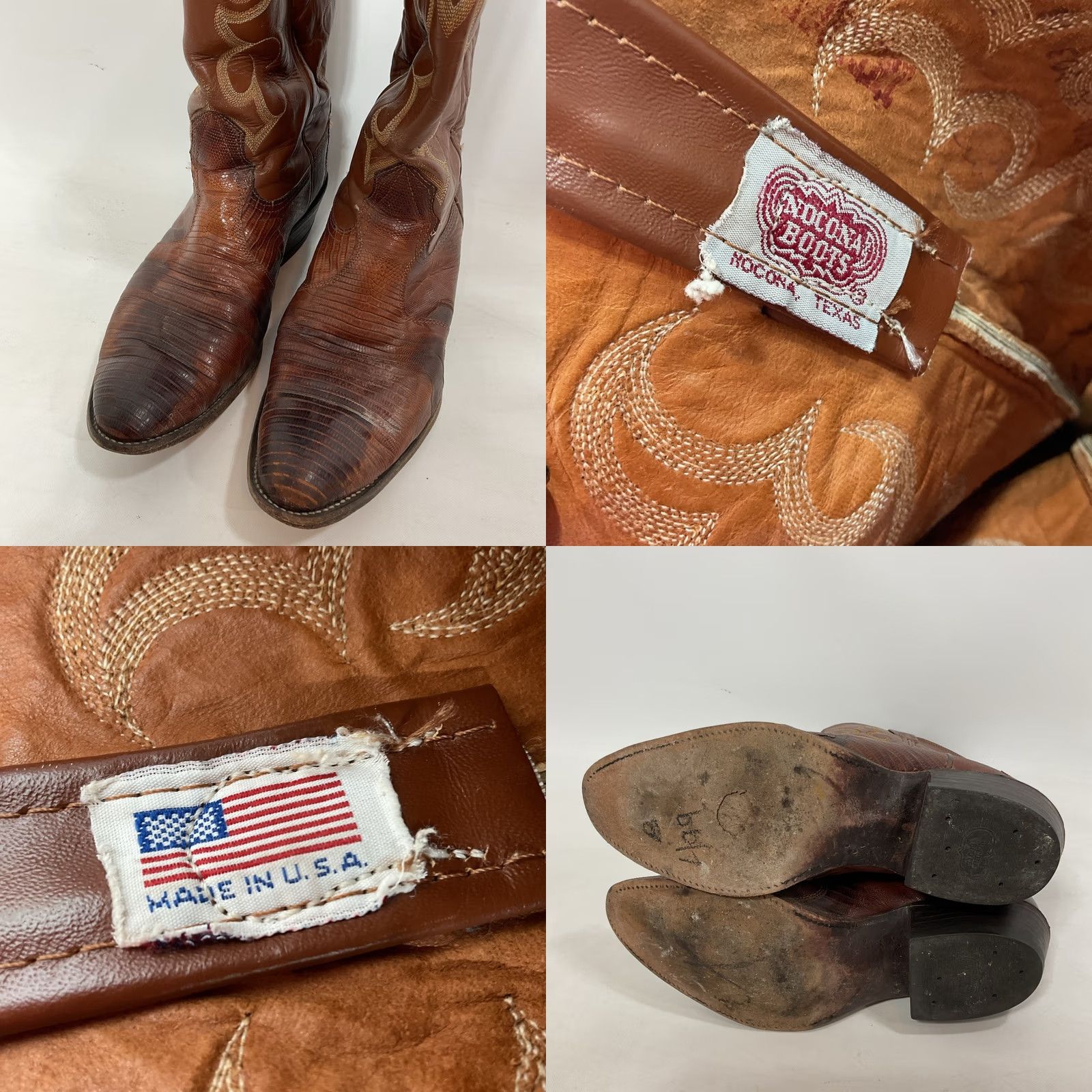 Vintage VINTAGE Nocona Boots Cowboy Boots Western Boots Ladies Brown Alligator Python 7278 10D Women Leather Shaft 12" Heel 2" Pointed Toe Size US 10 / IT 40 - 8 Thumbnail