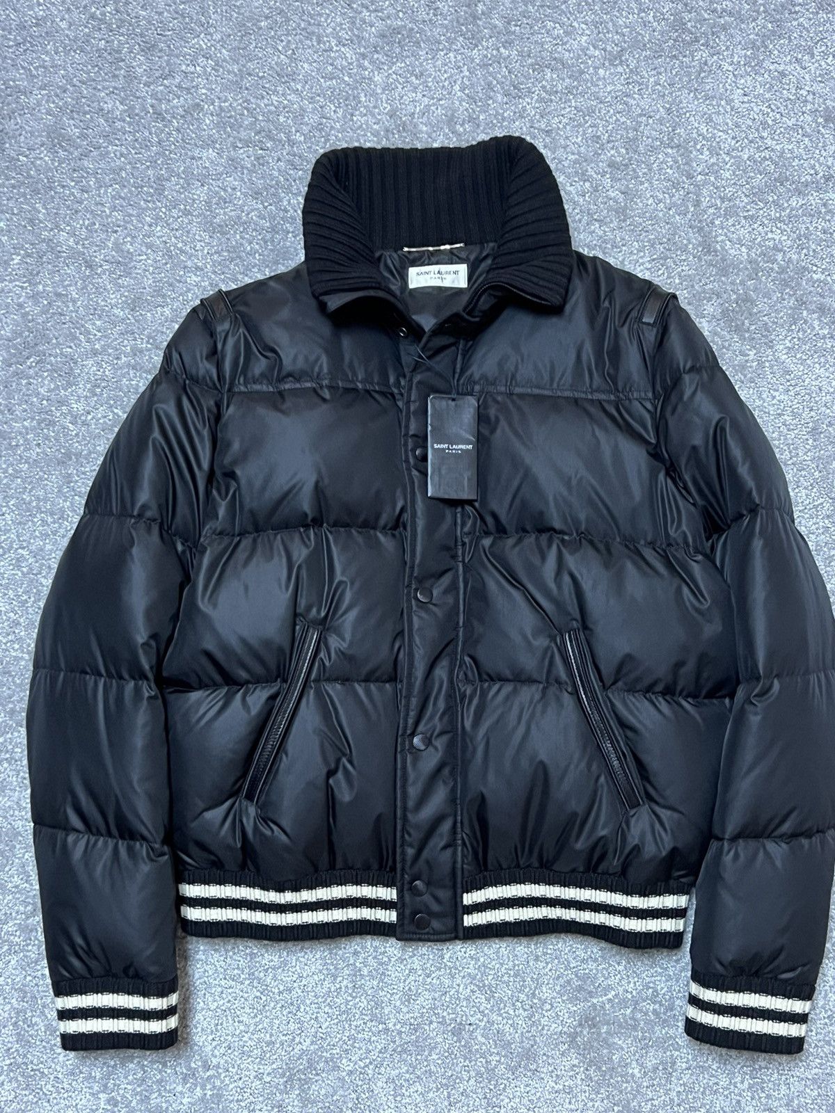 Saint Laurent Paris Saint Laurent Padded Stripe-Trim Puffer Jacket Size US L / EU 52-54 / 3 - 1 Thumbnail