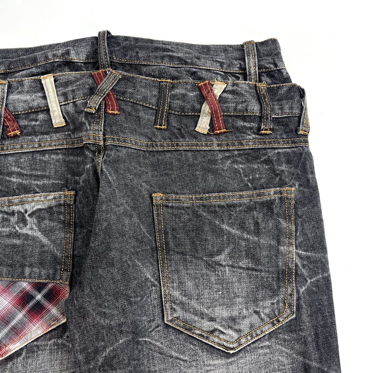 If Six Was Nine × Le Grande Bleu (L.G.B.) × Tornado Mart Destroyed Y2k Barcedos Double Waist Lightning Desain Jeans Size US 31 - 14 Thumbnail