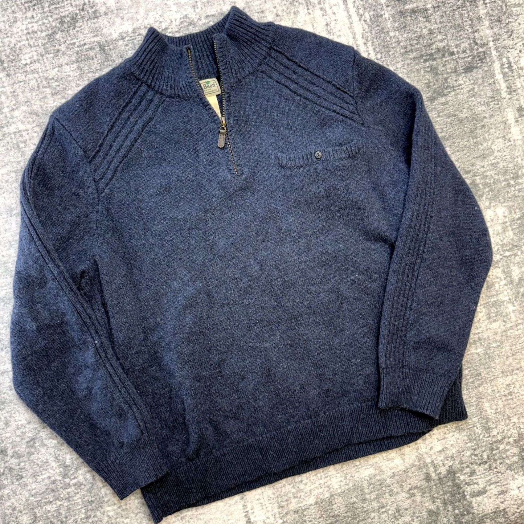 Vintage L.L. Bean Sweater Mens XL Blue Rangely Merino Wool 1/4 Zip Pullover Jumper Casual Size US XL / EU 56 / 4 - 2 Thumbnail