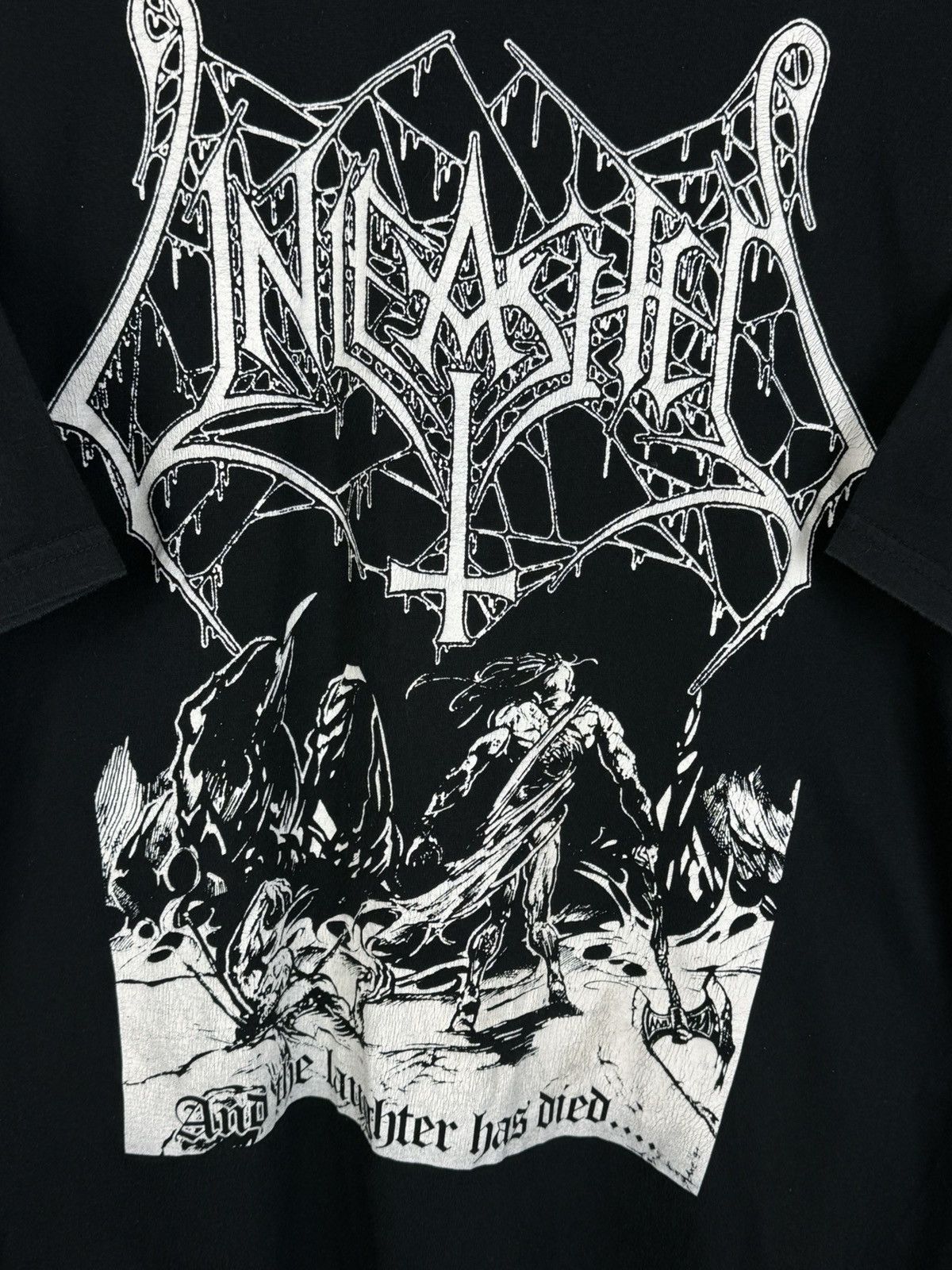 Band Tees 90s Unleashed 1991 And The Laughter Had Died Metal T-Shirt L Size US L / EU 52-54 / 3 - 2 Thumbnail