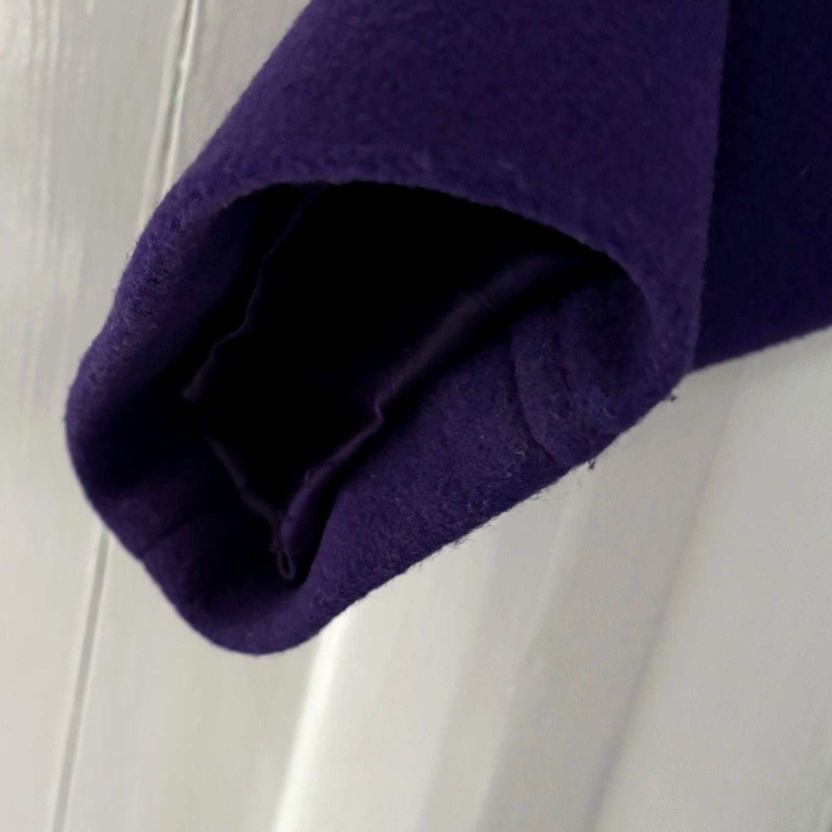 Vintage VINTAGE Planet London Wool Cashmere Blend Coat UK 16 Womens Purple Double Breasted Jacket Coat Knee Length Long Sleeve Adjustable Pockets Buttoned Size XXL / US 16-18 / IT 52-54 - 4 Thumbnail