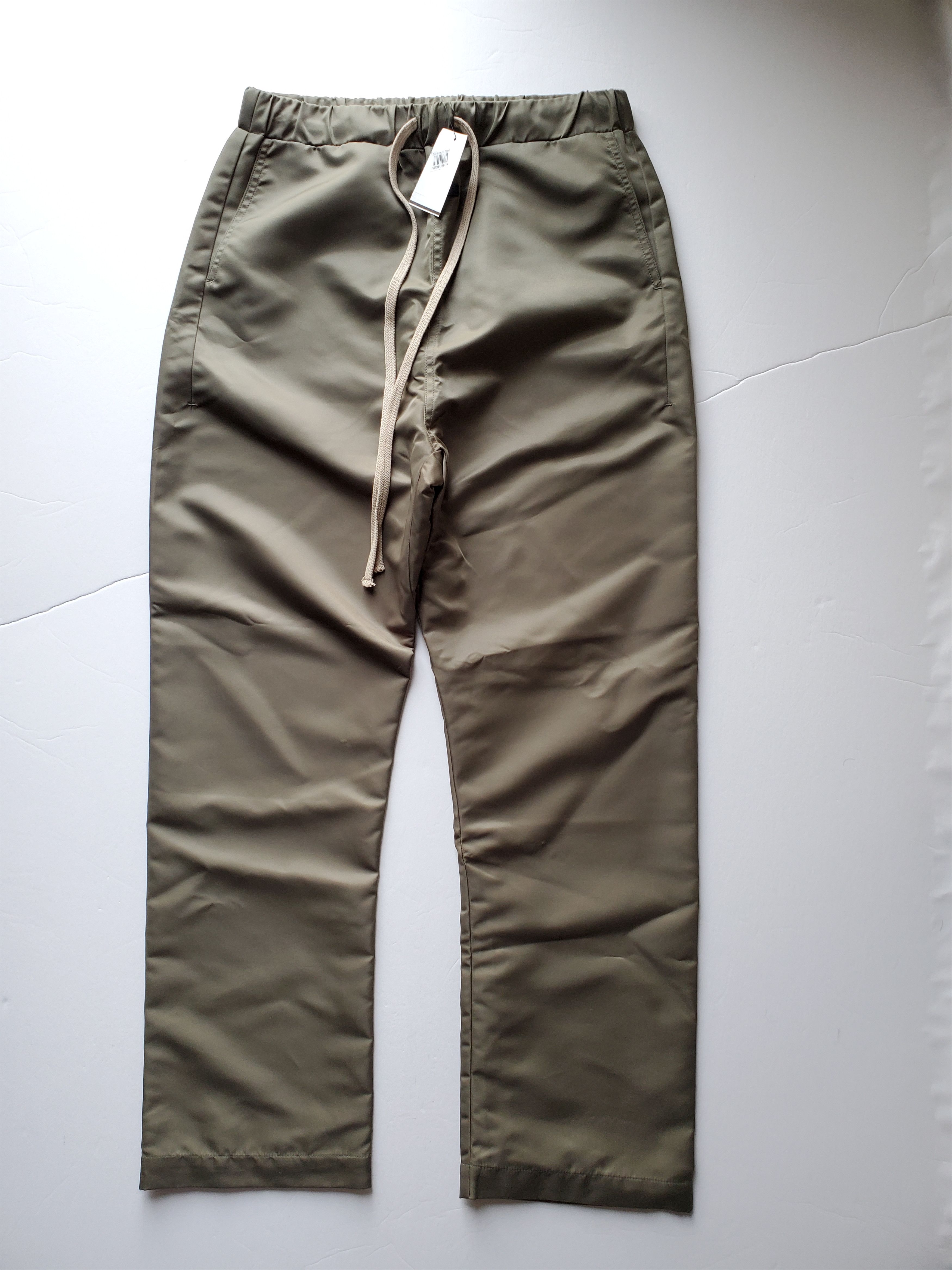 image of New Fear Of God Eternal Relaxed Nylon Twill Pants Size Small in Olive, Men's