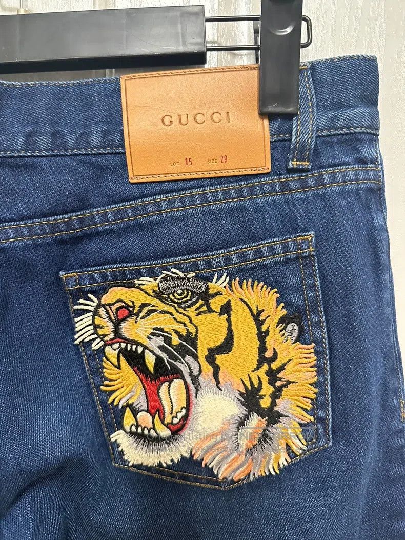 Gucci Gucci Tiger embroidered jeans Size 29" - 3 Thumbnail