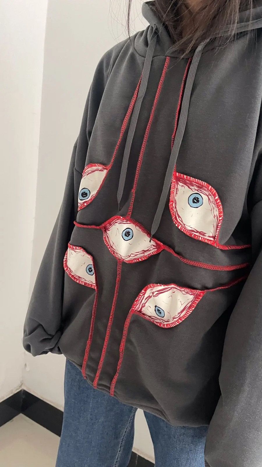 Japanese Brand × Other Streetwear y2k sweatshirt hoodie retro gothic eye print Size US L / EU 52-54 / 3 - 6 Thumbnail