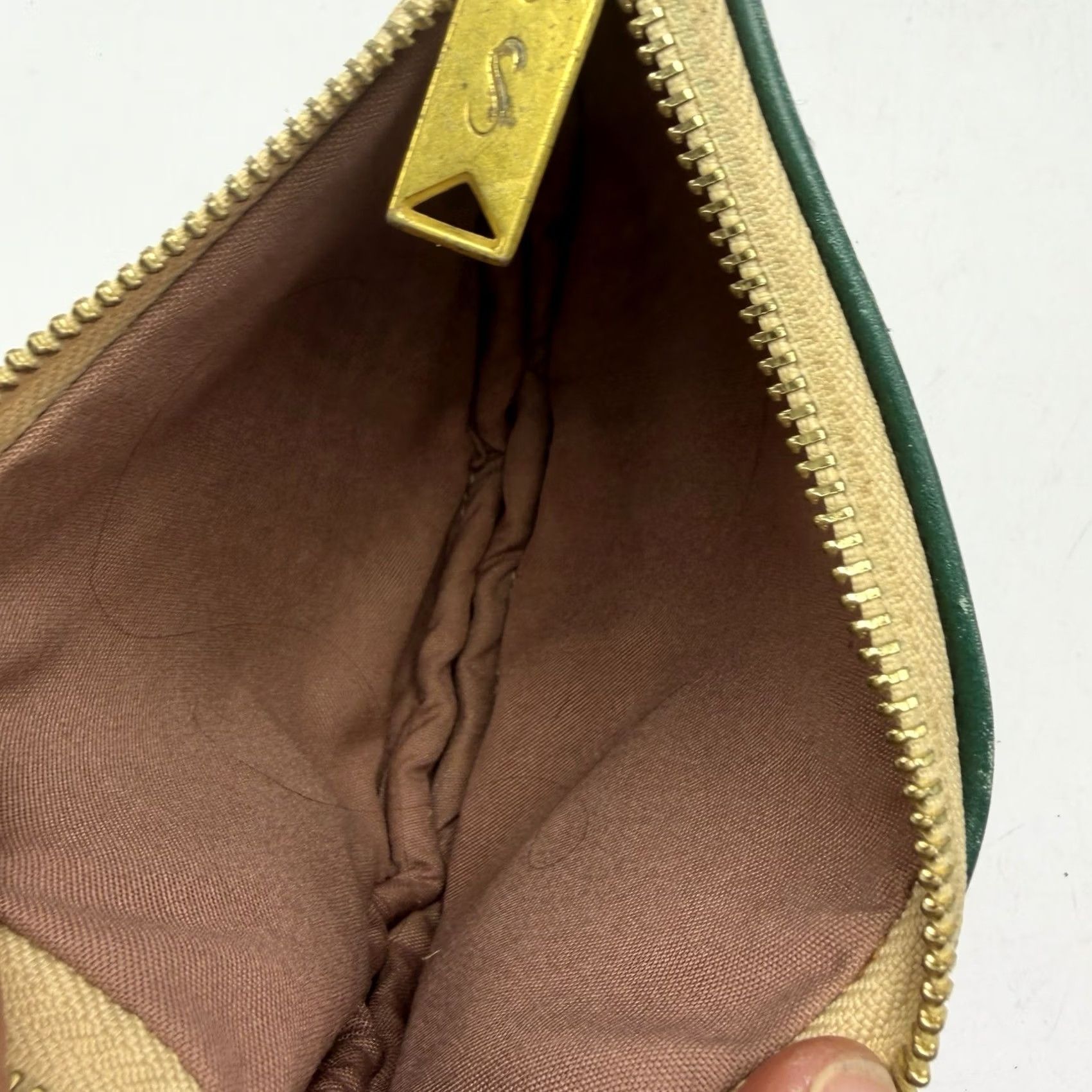 Vintage Sseko Green Leather Medium Crescent Pouch Oiled Agave Gold Zipper Size ONE SIZE - 5 Thumbnail