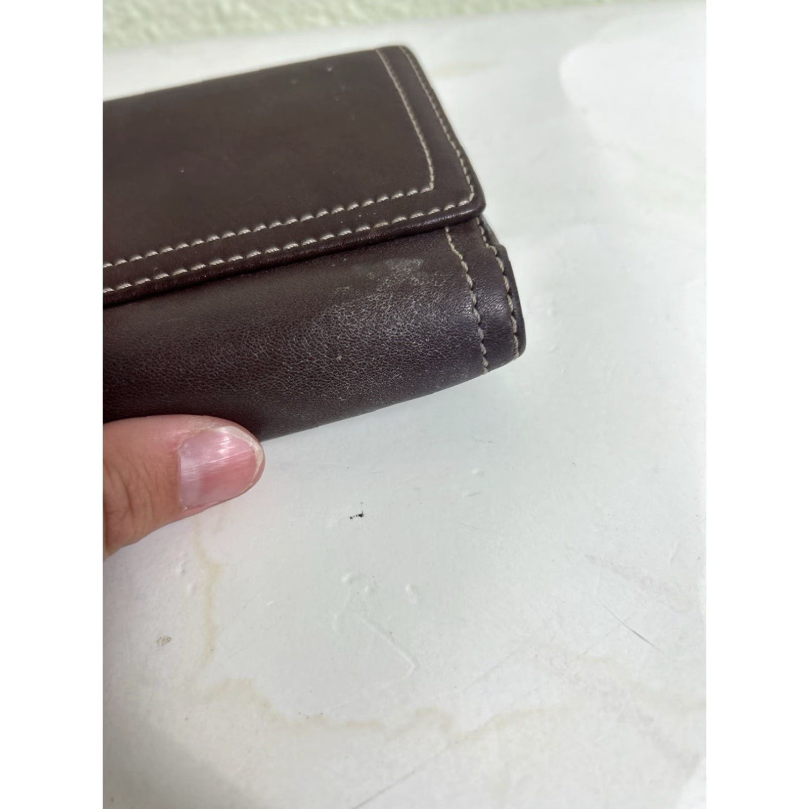 Coach Coach Wallet Brown Leather Bifold Clutch Button Snap 8x4 Women Stains Photos Size ONE SIZE - 5 Thumbnail