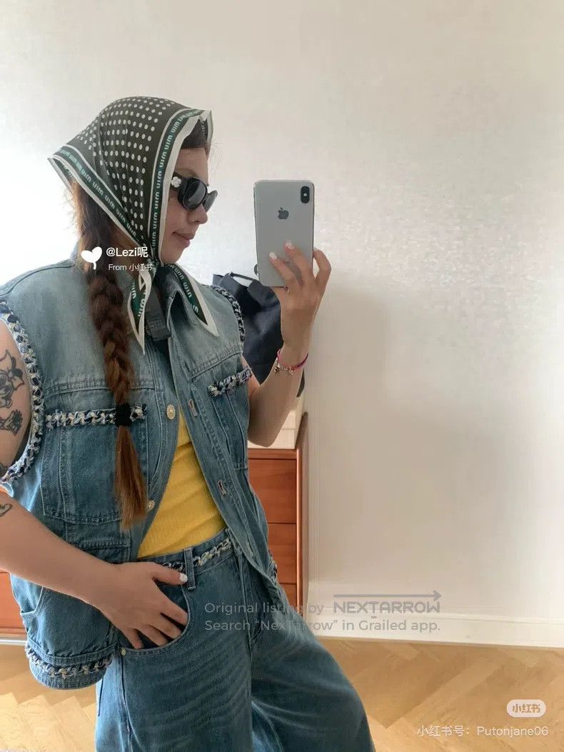 Chanel Chanel 25A tweed rolled denim jacket sleeveless vest jacke Size XXS / US 00 / IT 34 - 8 Thumbnail