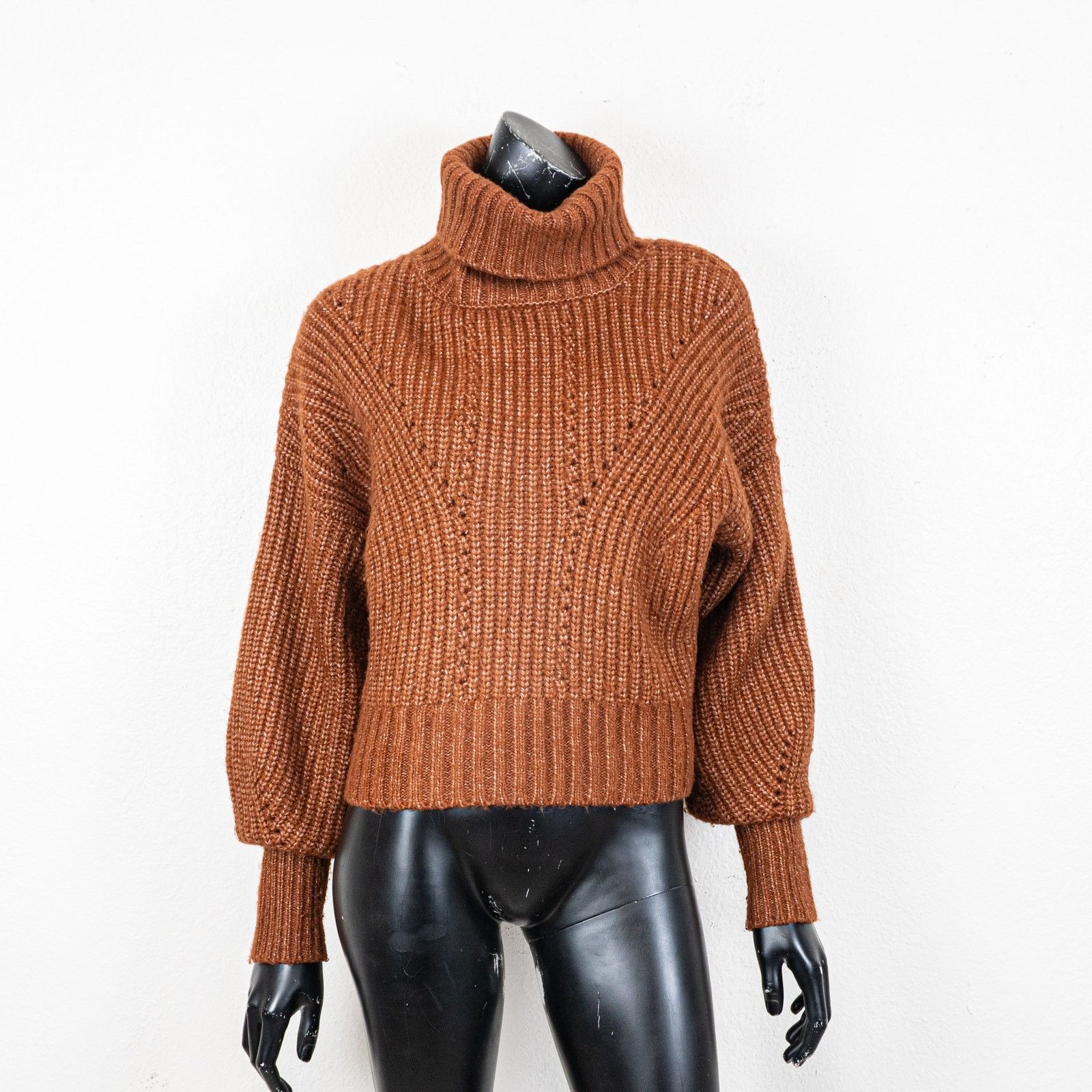 VARLEY Rogan Cropped Sweater Turtleneck Cable ribbed knit