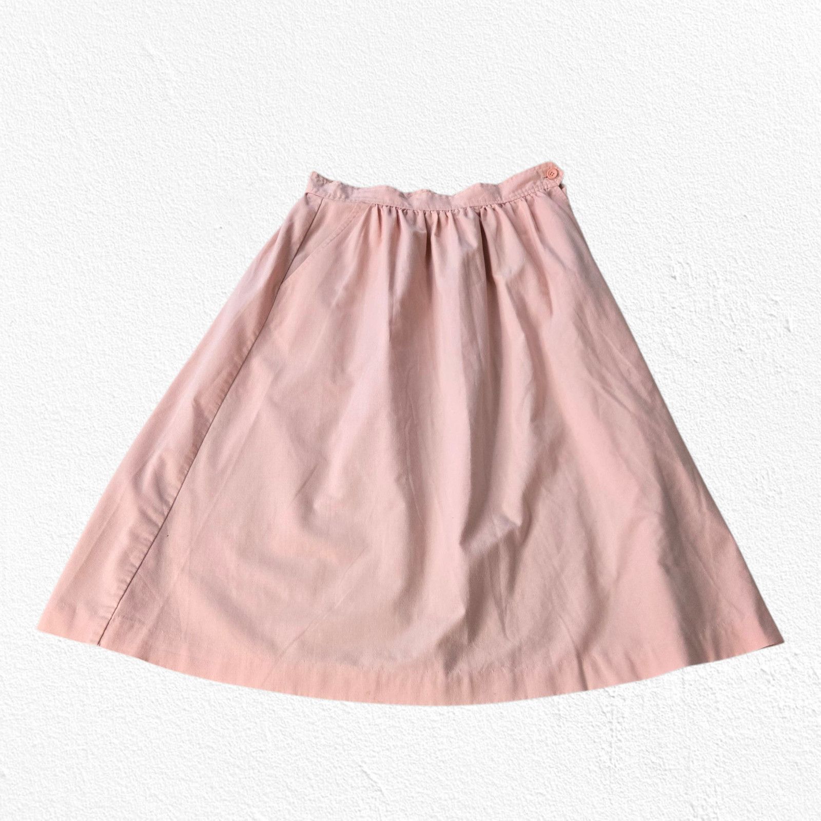 Vintage 1970s Powder Pink USA Union Made A-Line Midi Skirt Size 10 Size 32" / US 10 / IT 46 - 4 Thumbnail
