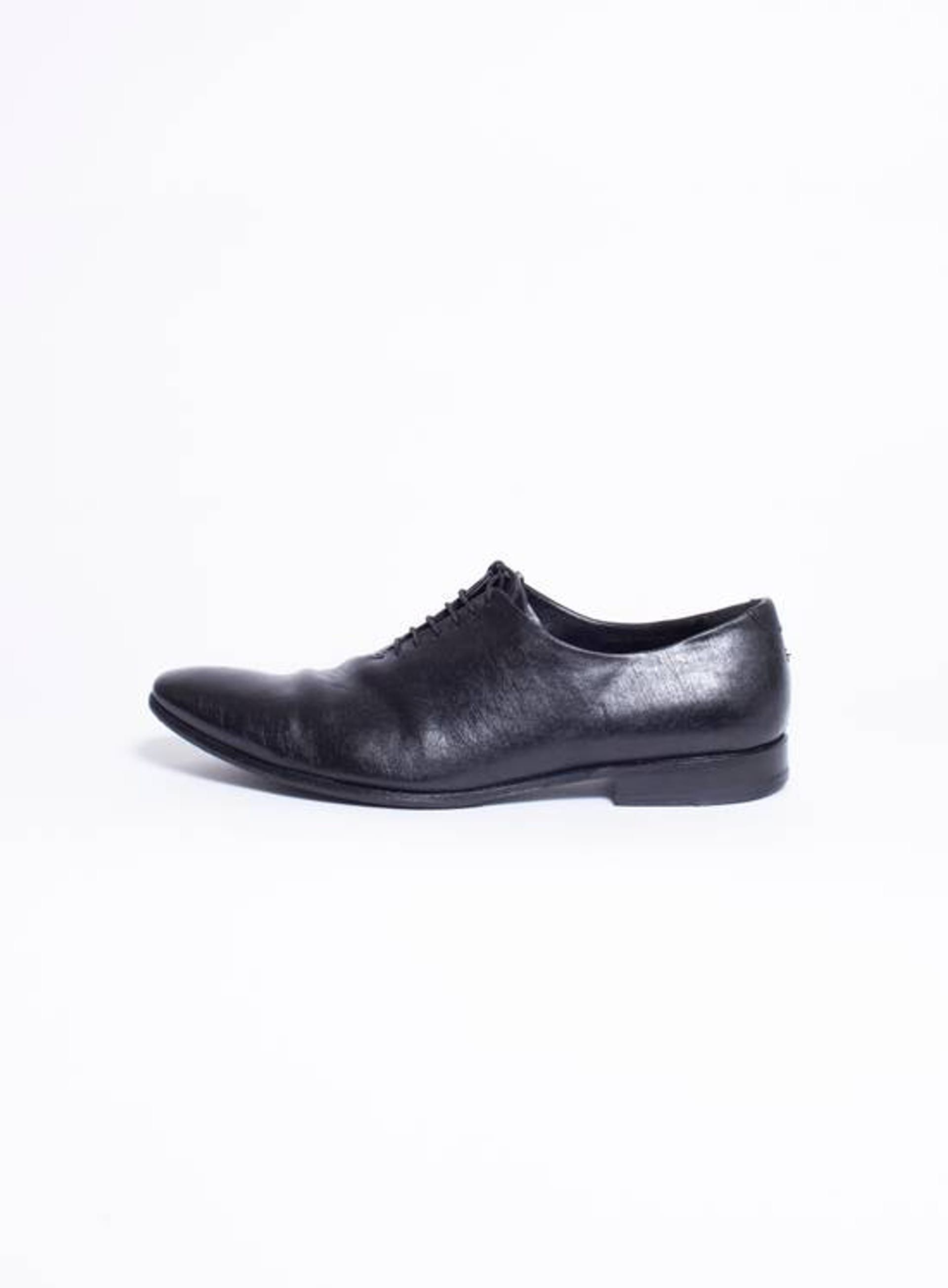 image of Haider Ackermann Black Textured Leather Oxford Shoes, Men's (Size 8)