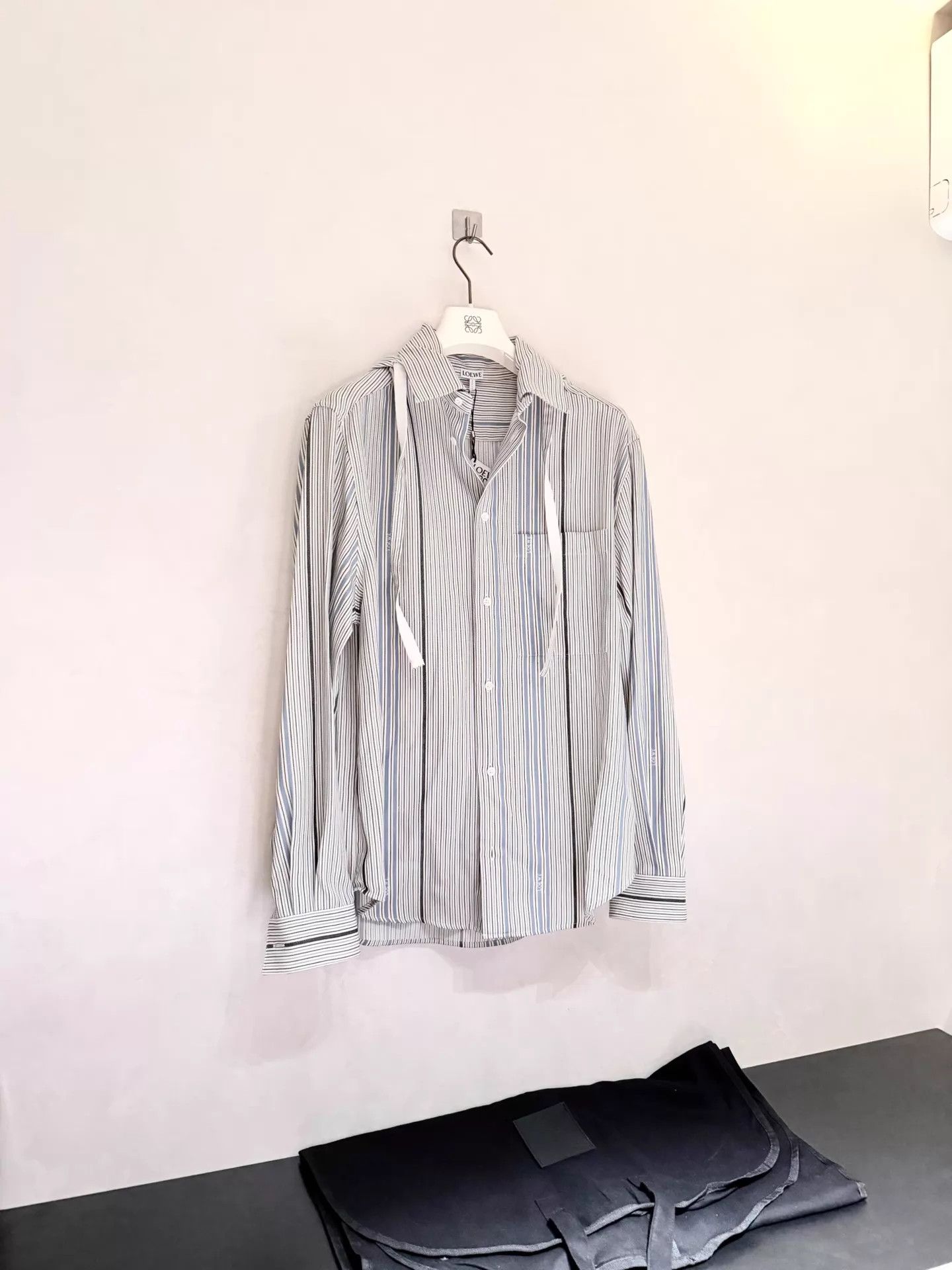 Loewe LOEWE 23SS Blue Stripe Hooded Shirt Jacket Unisex37 XS Size US XS / EU 42 / 0 - 1 Thumbnail