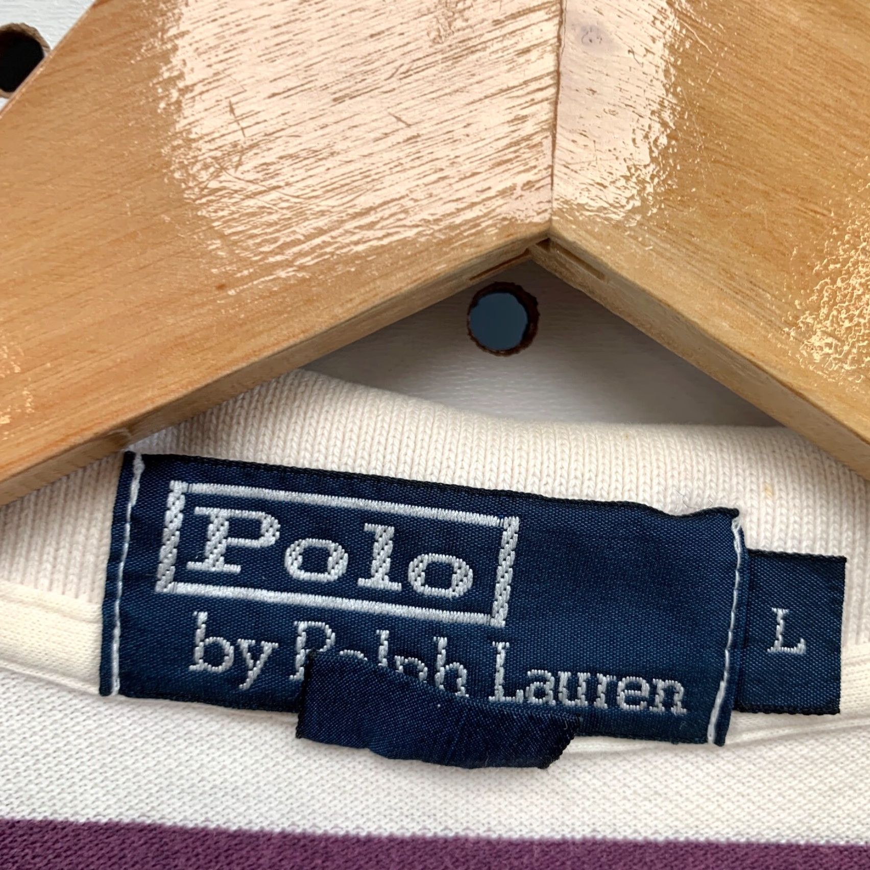 Polo Ralph Lauren Polo Ralph Lauren Polo Shirt Striped White Purple Adult Large Short Sleeve Mens Polo Shirt Size US L / EU 52-54 / 3 - 7 Thumbnail