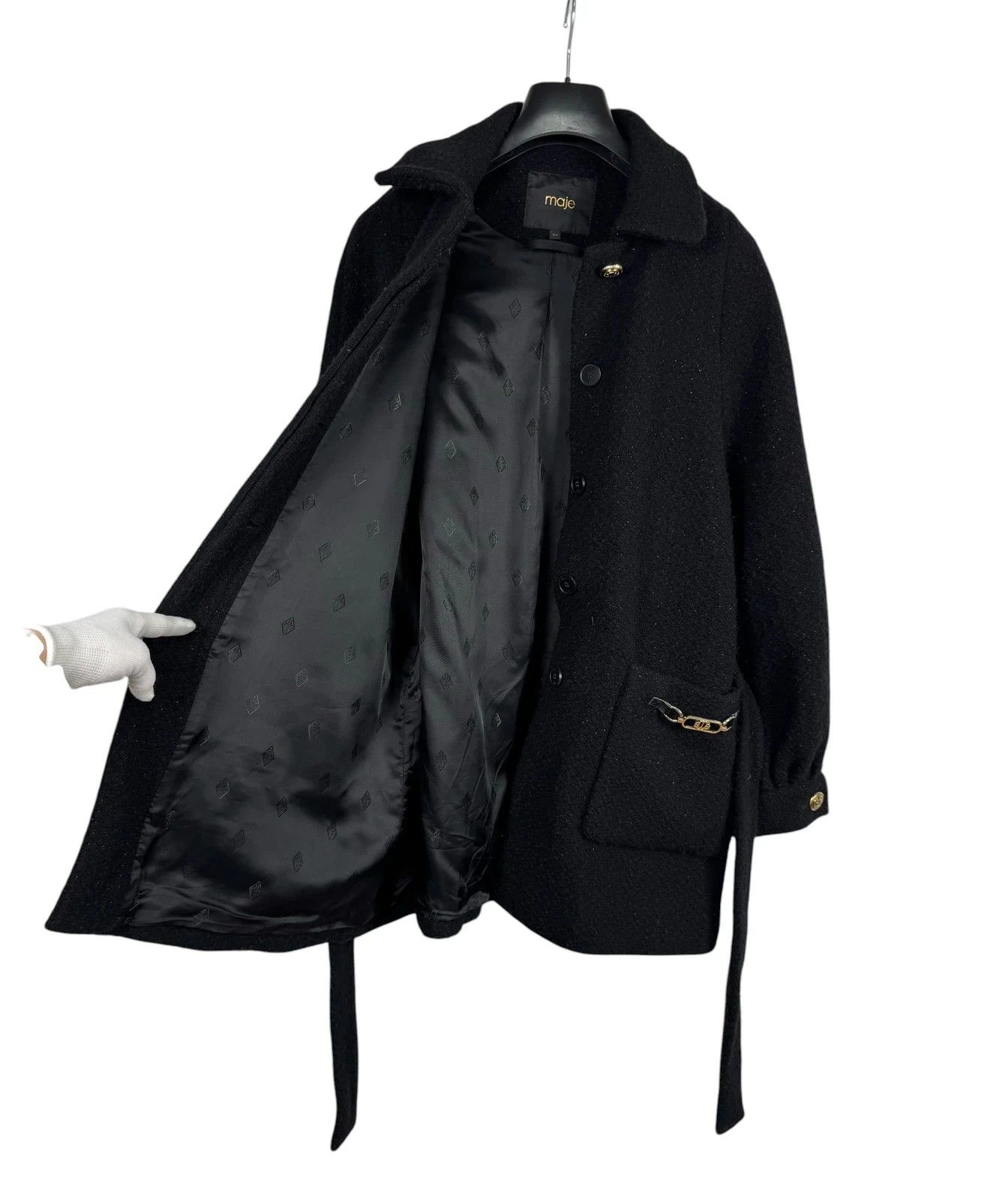 Maje Maje Wool Tweed Coat Belted size 34 Size XS / US 0-2 / IT 36-38 - 13 Thumbnail