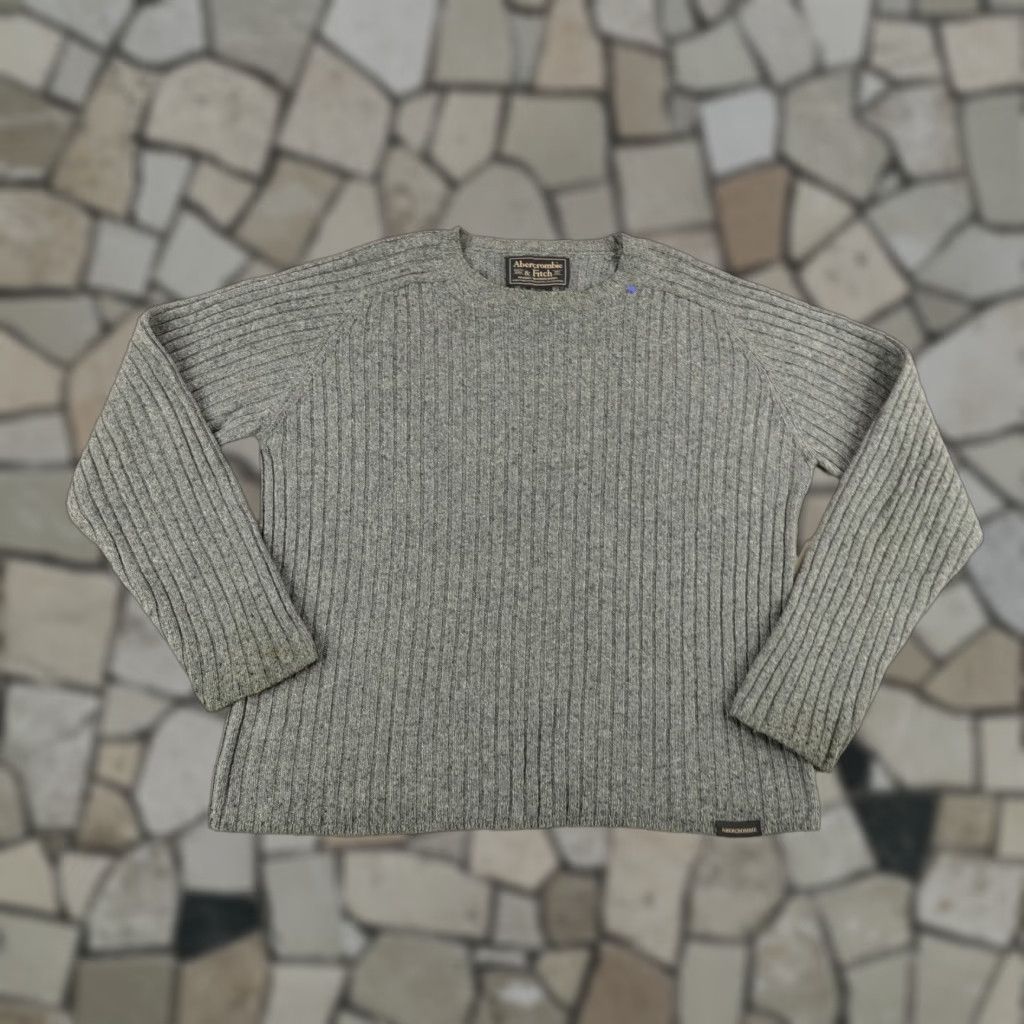 Abercrombie & Fitch VINTAGE Abercrombie & Fitch Sweater Shirt Mens XL Gray Wool Blend Pullover Cable-Knit Crew Neck 1980s 90s Mens Size US XL / EU 56 / 4 - 1 Thumbnail