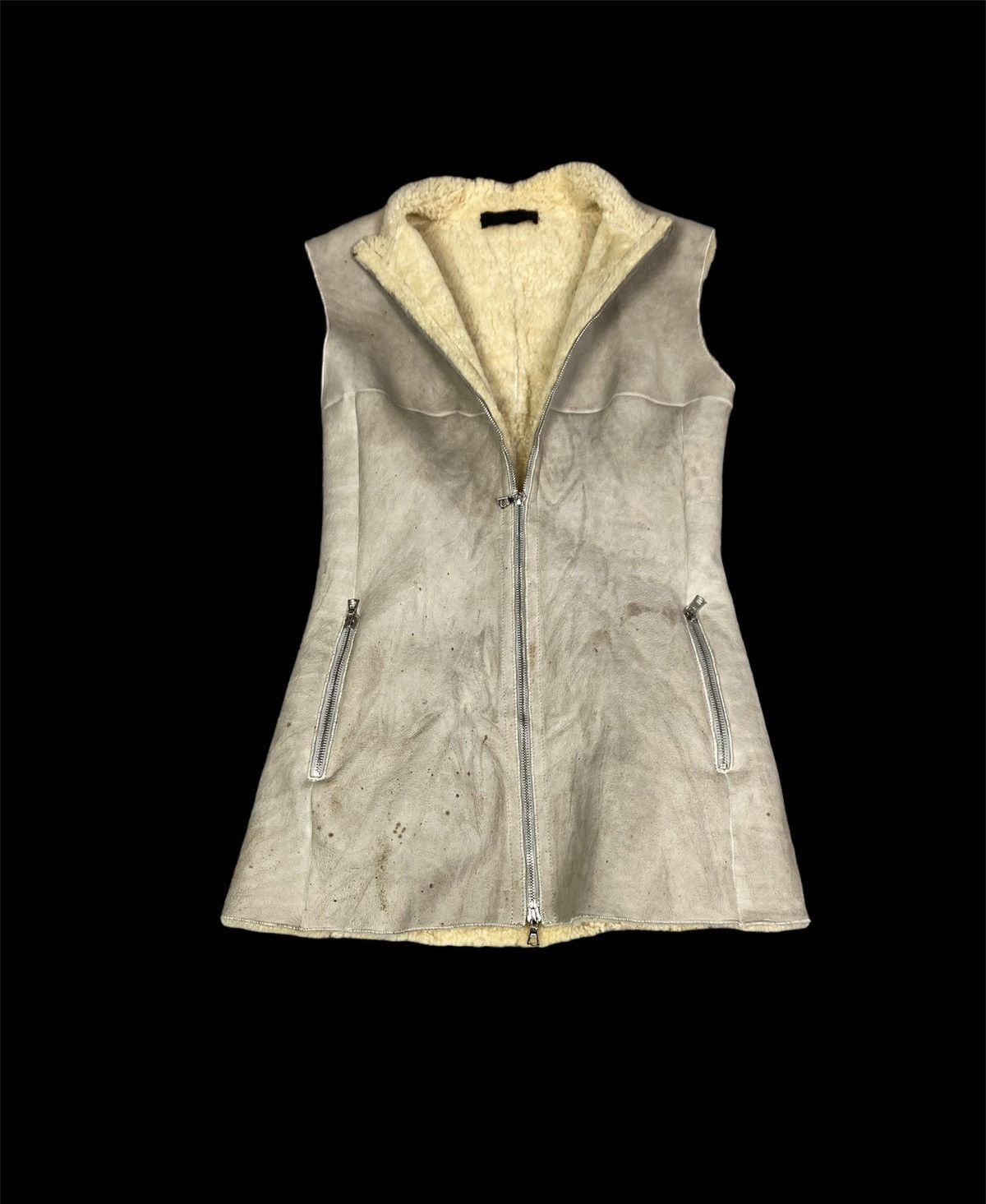 image of Narciso Rodriguez Leather Vest in Grey, Women's (Size Small)
