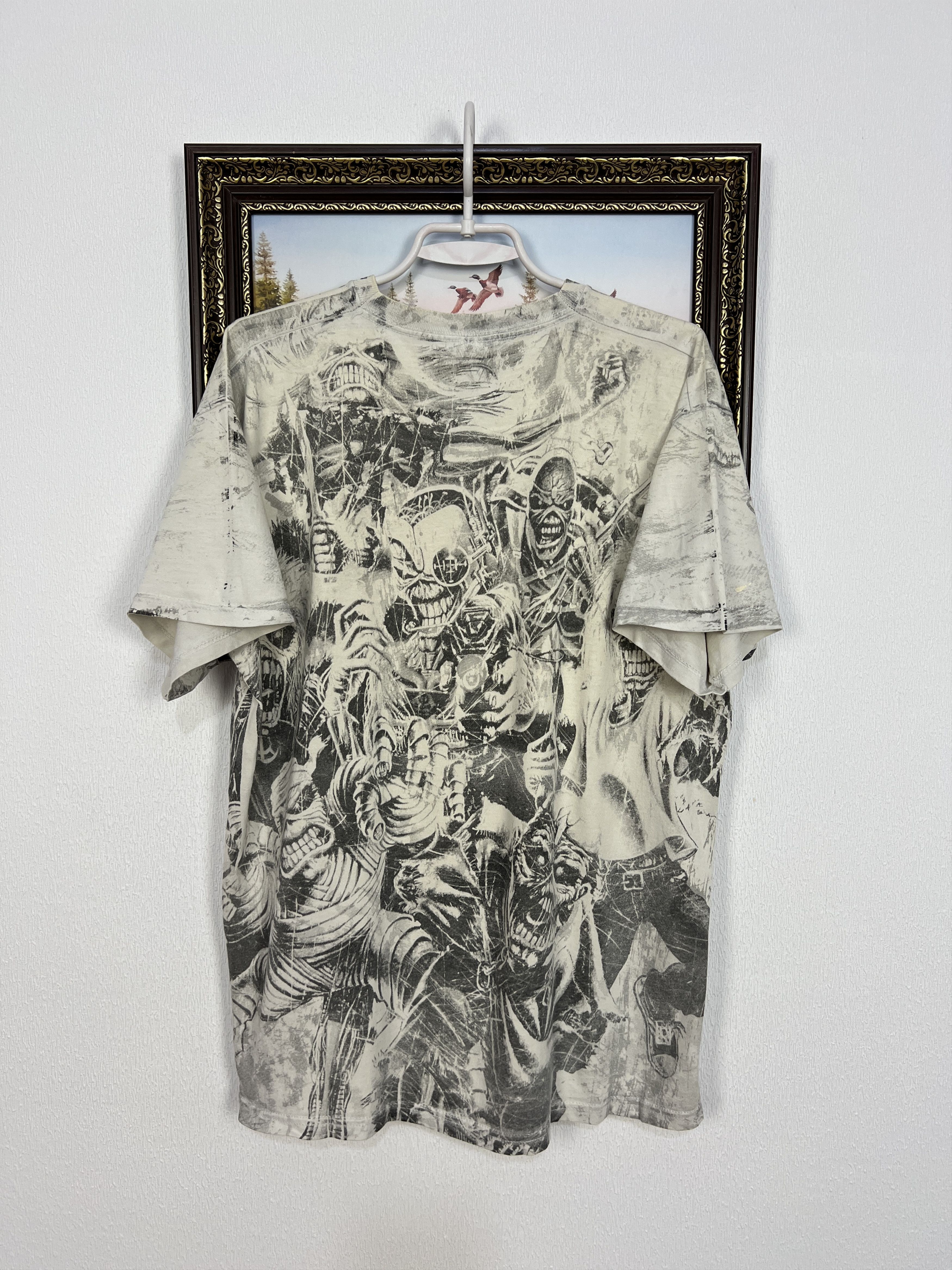 Vintage Vintage Iron Maiden Band Tee All Over Print Shirt White Rare Size US XL / EU 56 / 4 - 12 Thumbnail