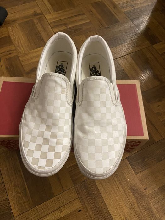 light blue and white checkered vans