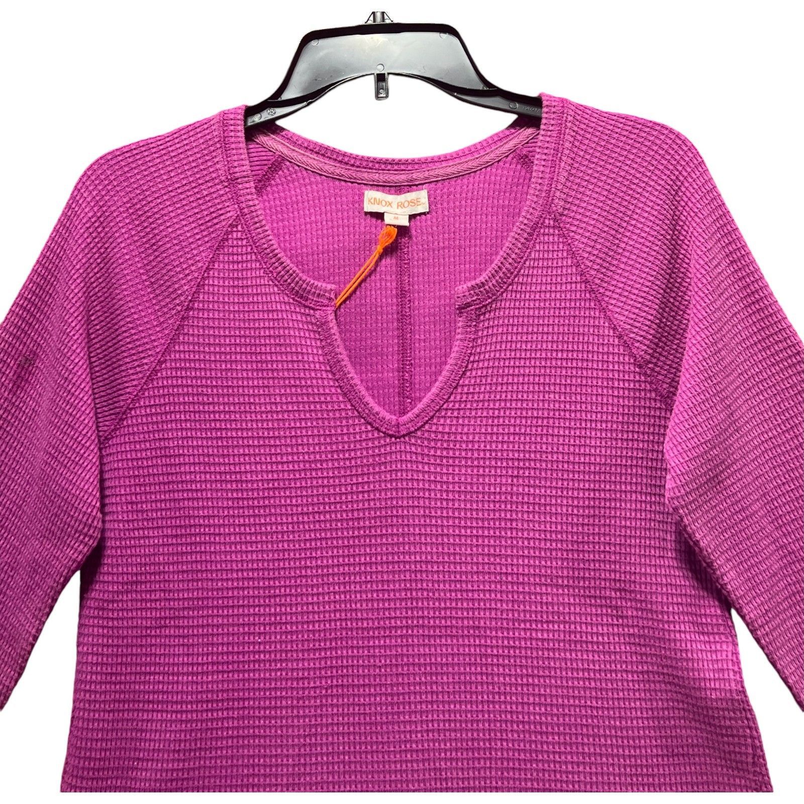 Other Knox Rose - Women's Long Sleeve Notch Neck Thermal Top - Pur Size M / US 6-8 / IT 42-44 - 14 Thumbnail
