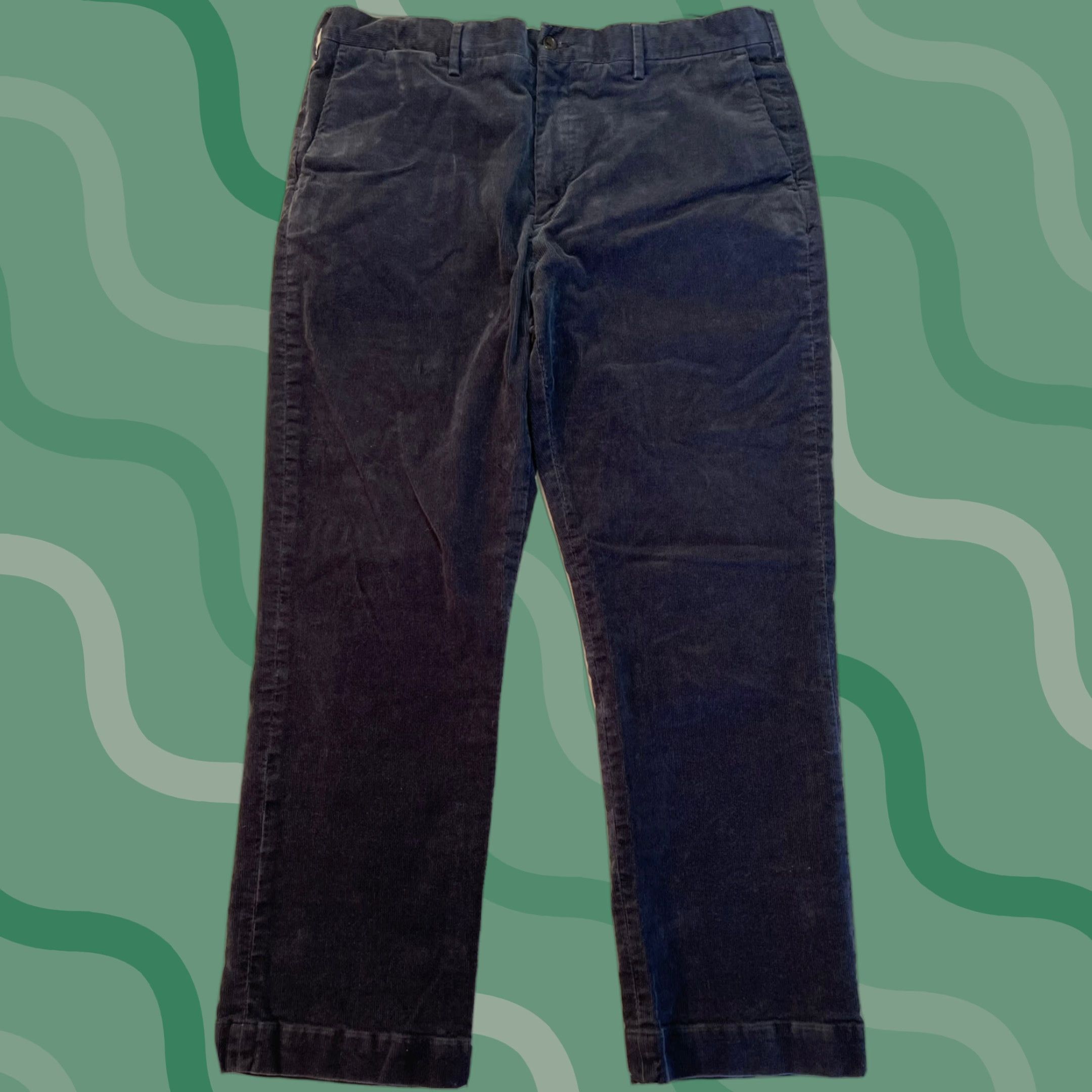 Polo Ralph Lauren Mens Corduroy Pants Navy 38x30 Chino Stretch Logo Casual Workwear Pants Mens Regular Fit Straight Leg