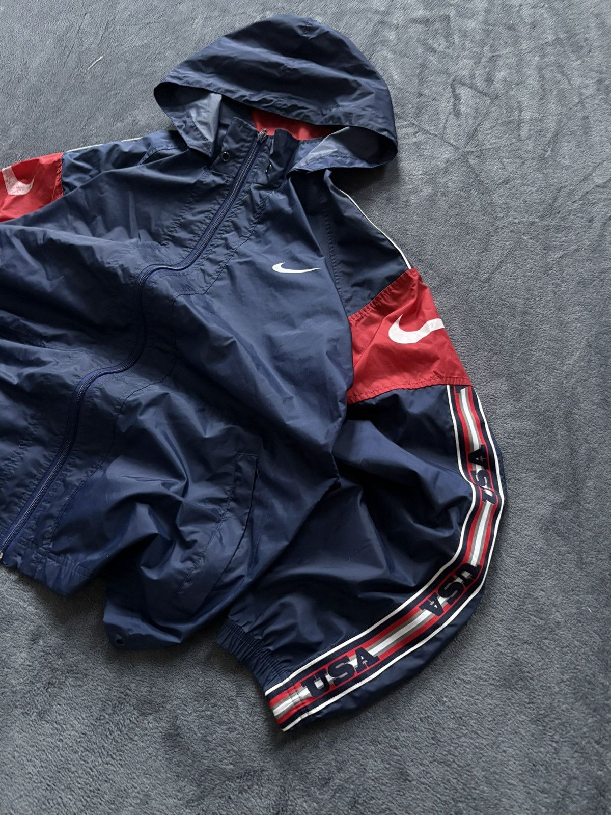 Nike 90s Nike Vintage USA Track Nylon Lampas Jacket Drill Y2K Size US M / EU 48-50 / 2 - 3 Thumbnail
