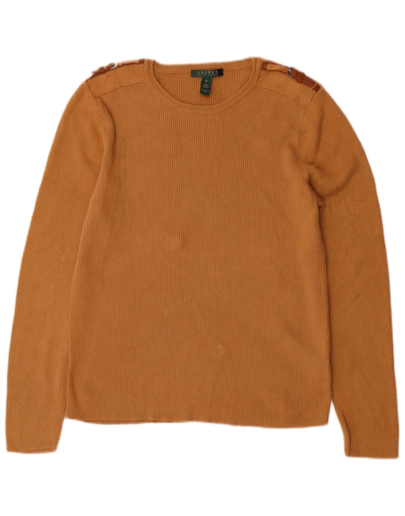 Ralph Lauren Womens Boat Neck Jumper Sweater UK 18 XL Beige Cotton Size M / US 6-8 / IT 42-44 - 1 Thumbnail