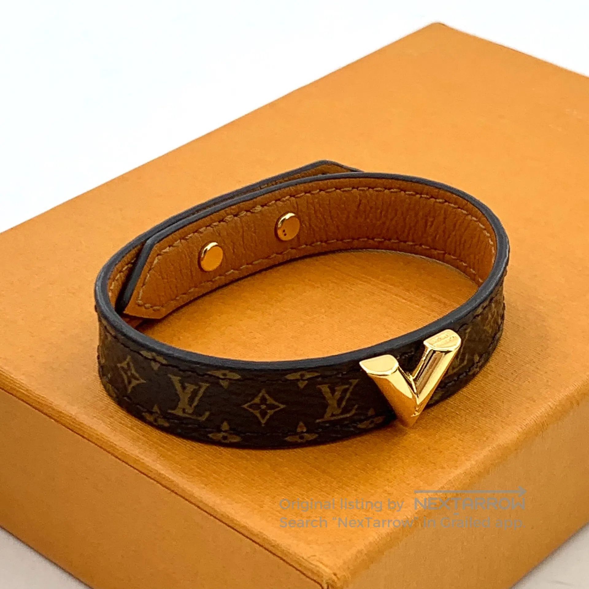Louis Vuitton Louis Vuitton Dark Brown Logo Monogram Calfskin Bracelet| Size ONE SIZE - 2 Thumbnail