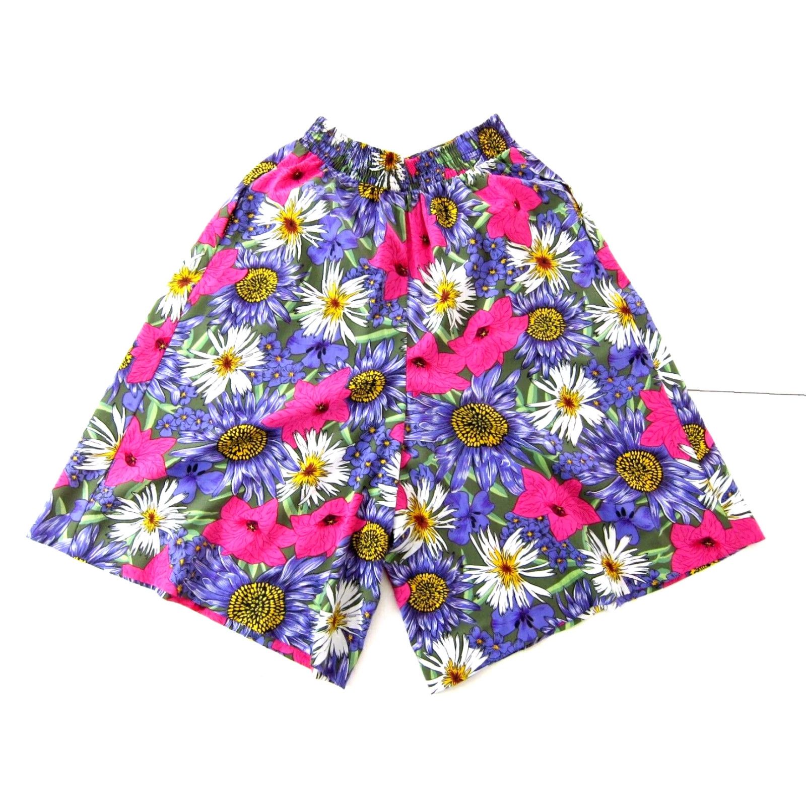 Vintage VINTAGE Pykettes Pants Culotte Wide-Leg Crop Pink S/M Floral Pocket High Rise Women Size 28" / US 6 / IT 42 - 2 Thumbnail