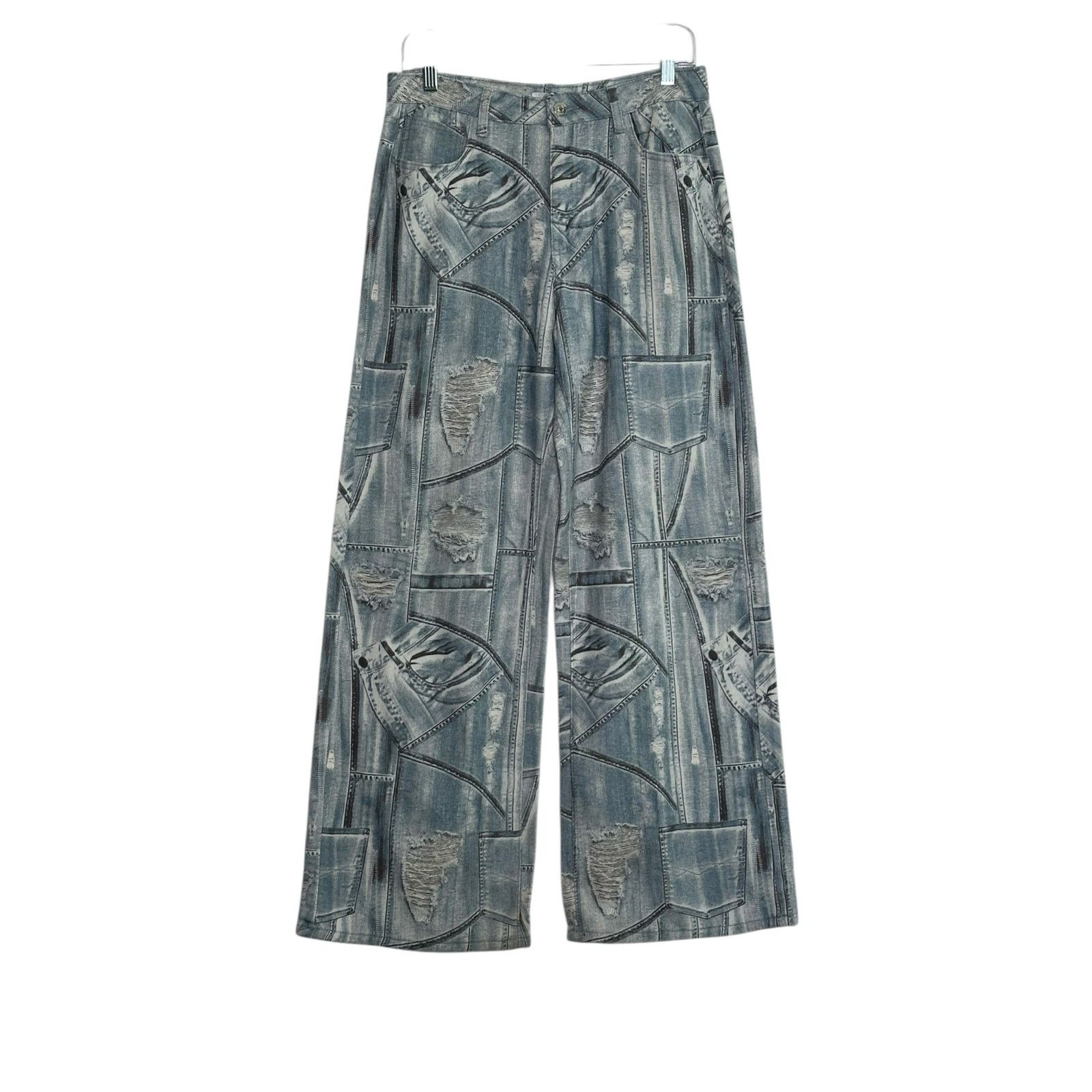 Forever 21 Forever 21 distressed denim print wide legs jeans size 28 Size 29" - 6 Thumbnail