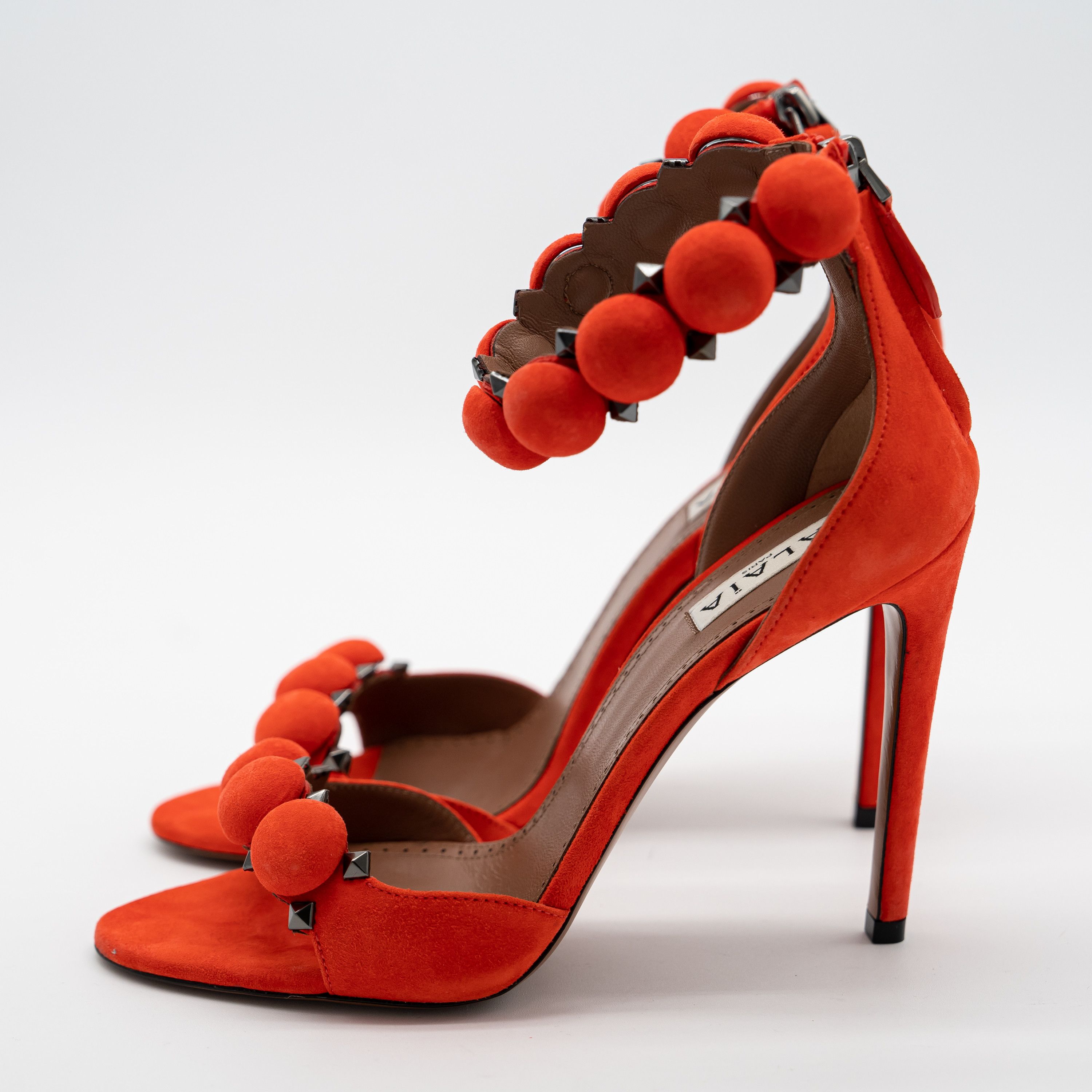 Alaia 37eu 7 US Alaia La Bombe 90 Red Sandals Strap Suede Heels Size US 7 / IT 37 - 3 Thumbnail