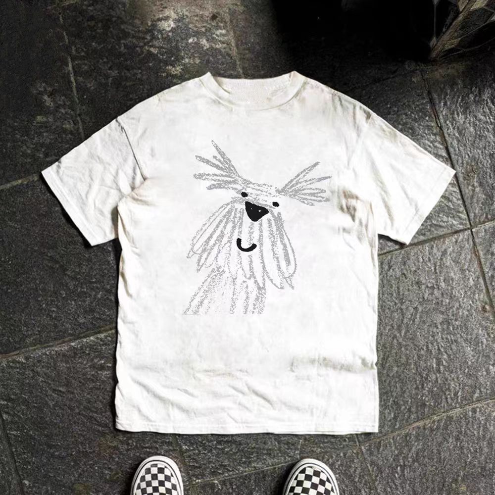 Vintage White washed vintage puppy print cotton t-shirt Size US M / EU 48-50 / 2 - 1 Thumbnail