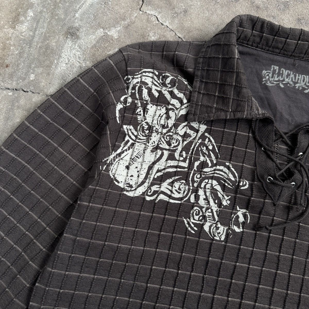 Japanese Brand × Vintage Vintage Clockhouse Waffle Texture Brown Long Sleeve Size US XL / EU 56 / 4 - 3 Thumbnail