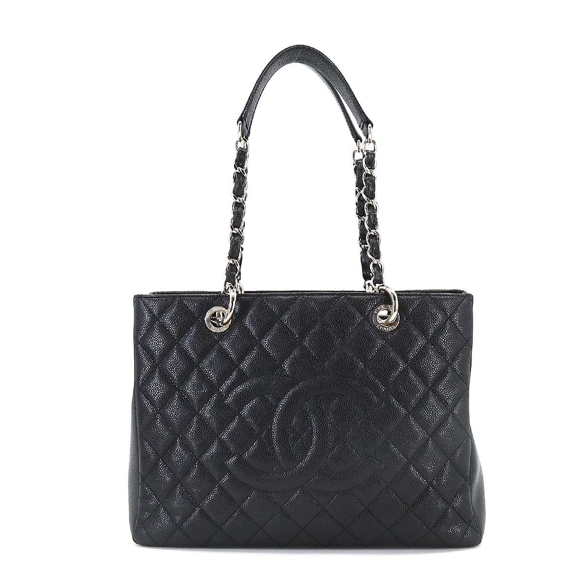 Chanel Matelasse Grand Shopping Chain Tote Bag GST Caviar Skin Black