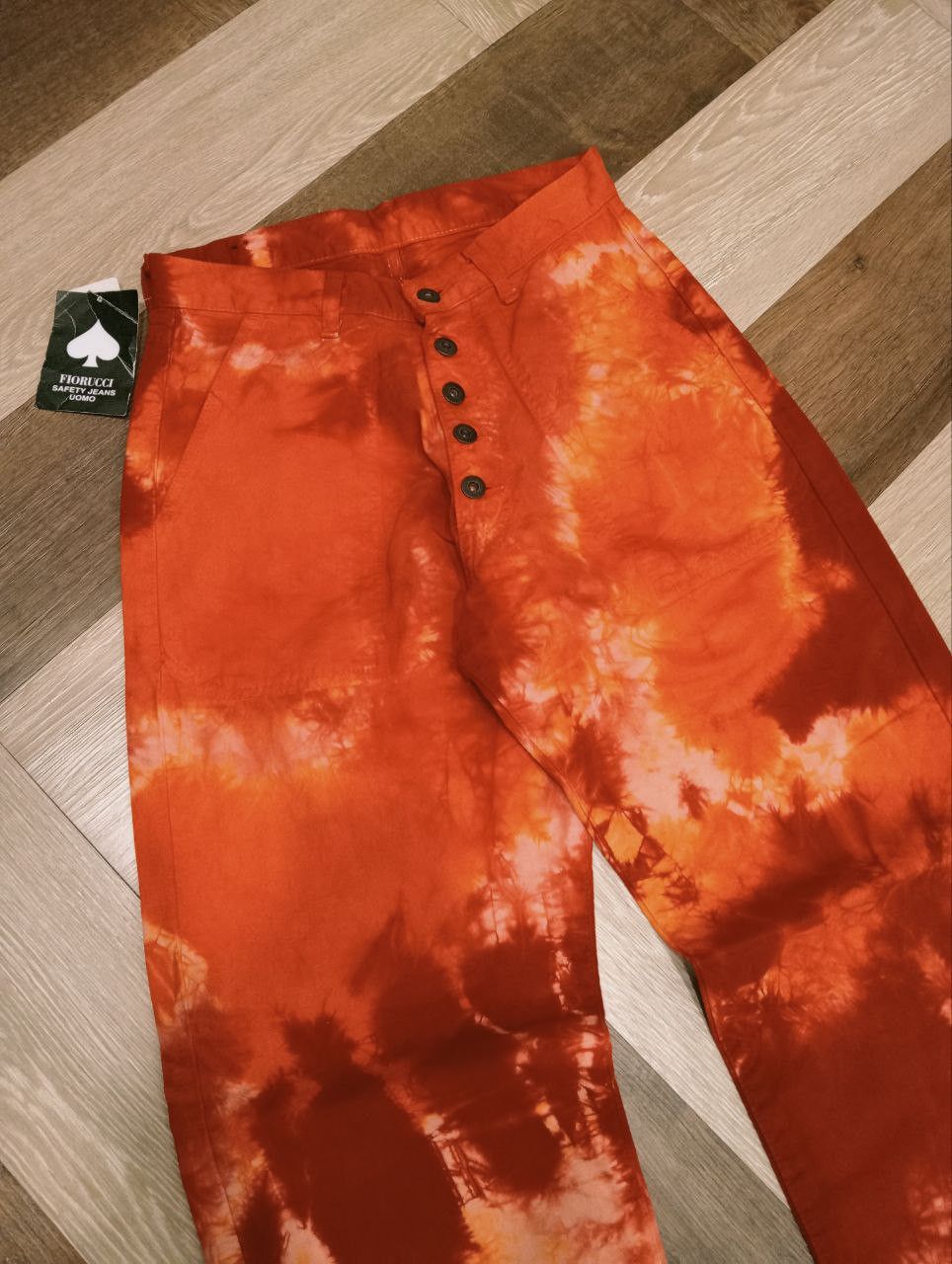 Fiorucci VINTAGE FIORUCCI SAFETY JEANS TIE-DYE WIDE PANTS Size US 28 / EU 44 - 3 Thumbnail