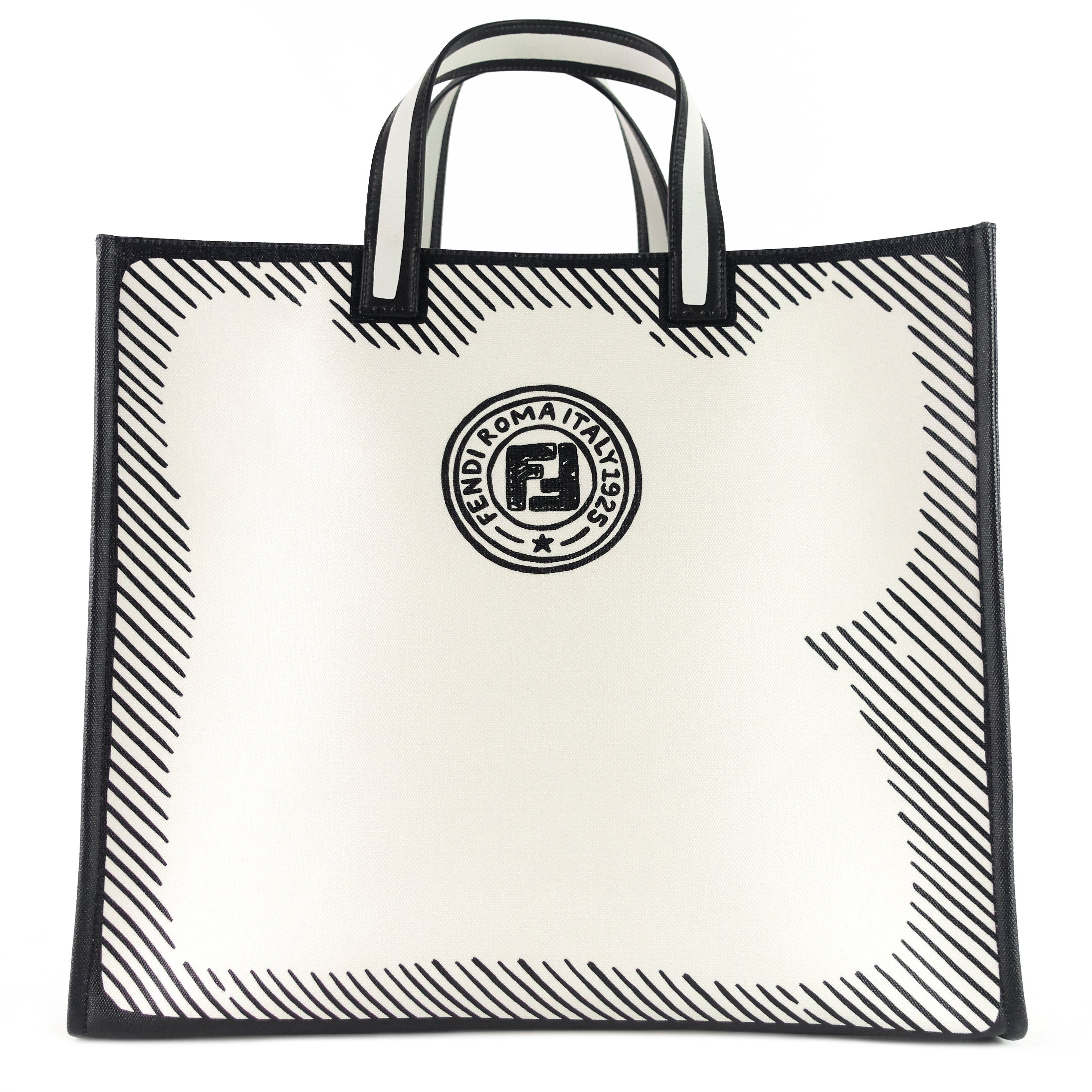 image of Fendi Joshua Vides Coated Canvas Tote Bag in White, Women's