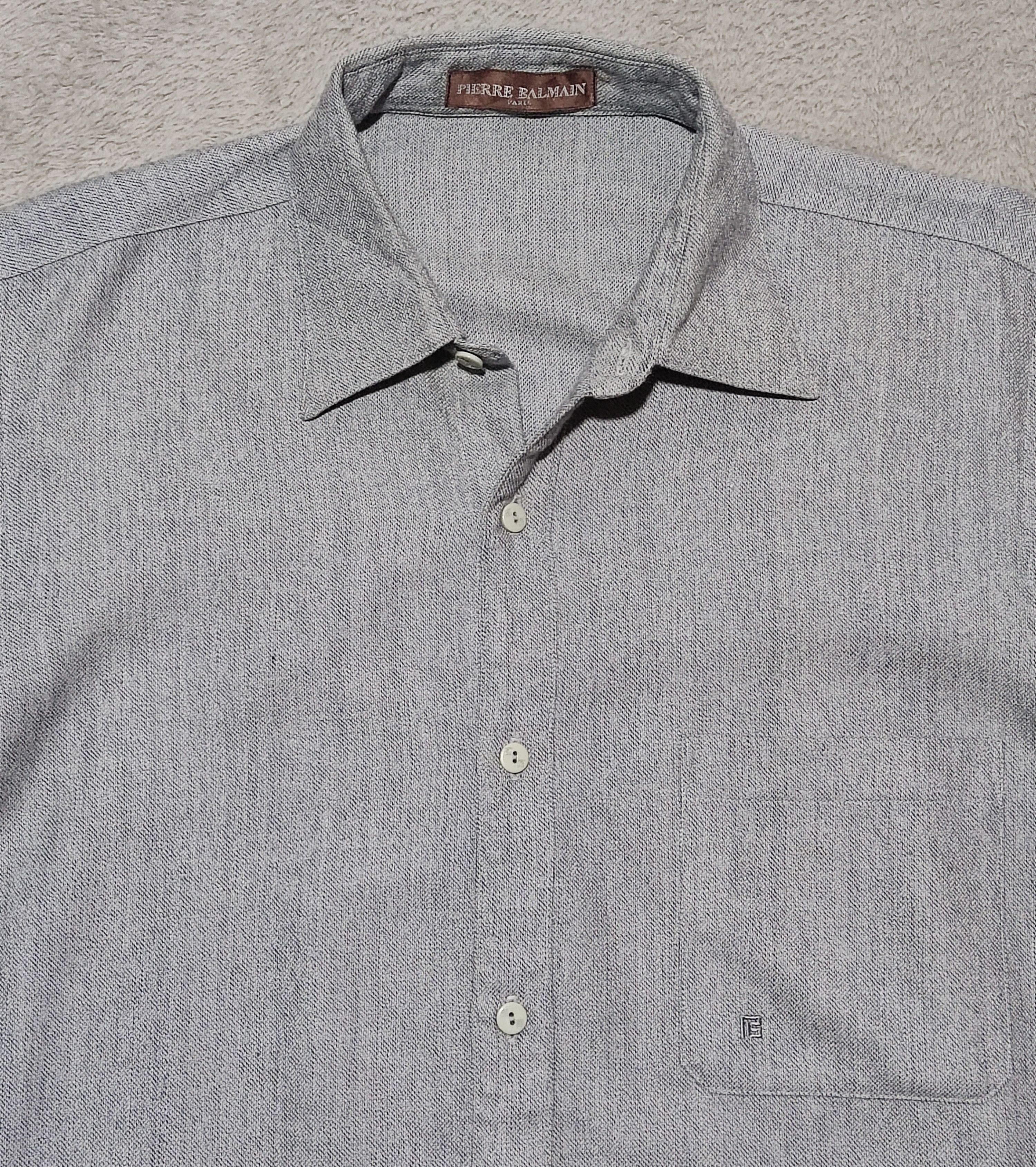 Pierre Balmain Pierre Balmain Leather Belt- Wool/Slik Button Up Gray Shirt Size 46 - 3 Thumbnail