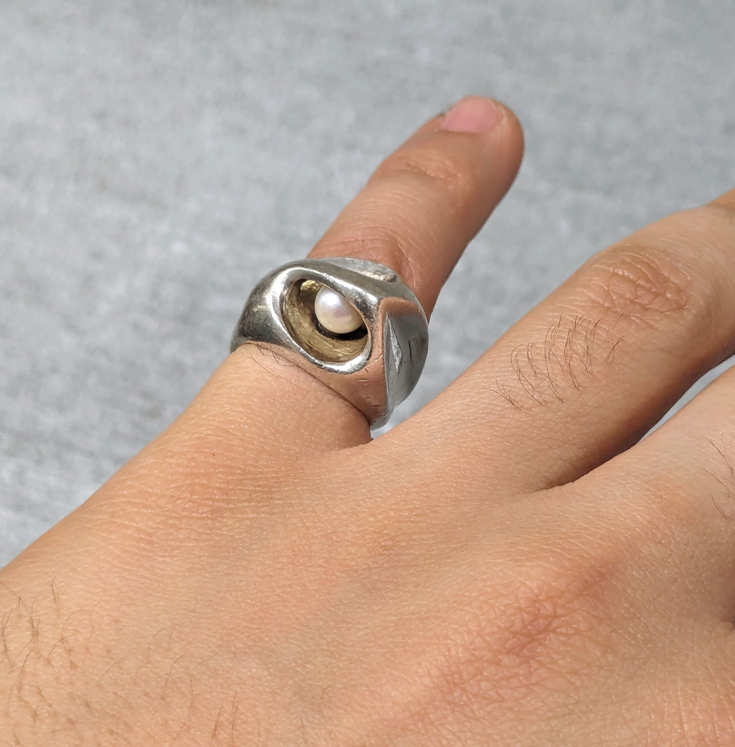 Avant Garde x Jewelry Vintage Sterling Silver Ring Size 5.25 Henion Biomorphic, Men's