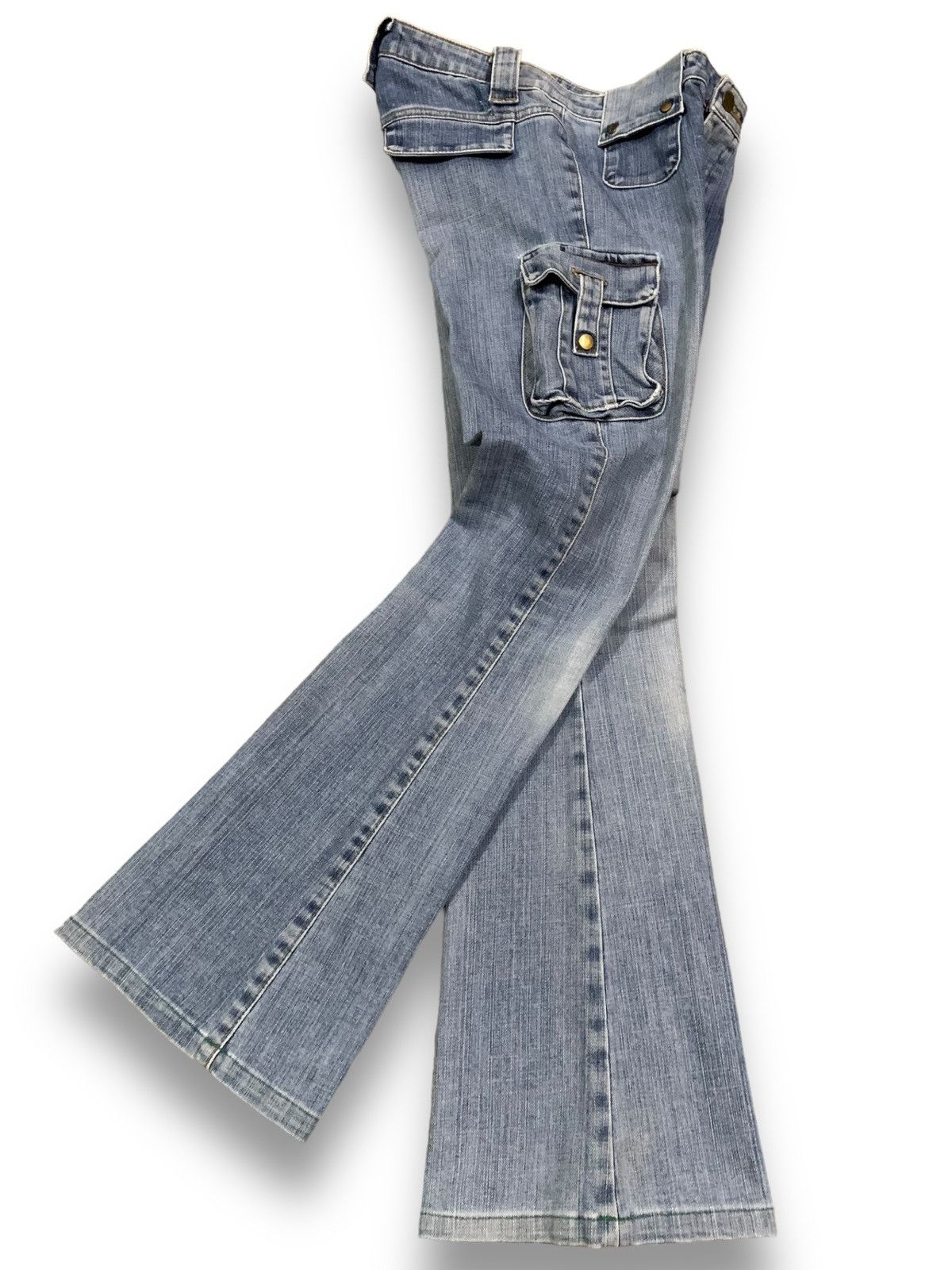 Hysteric Glamour Vintage Japanese Brand E.Blue Ripped Flare Bush Cargo Jeans Size US 28 / EU 44 - 3 Thumbnail