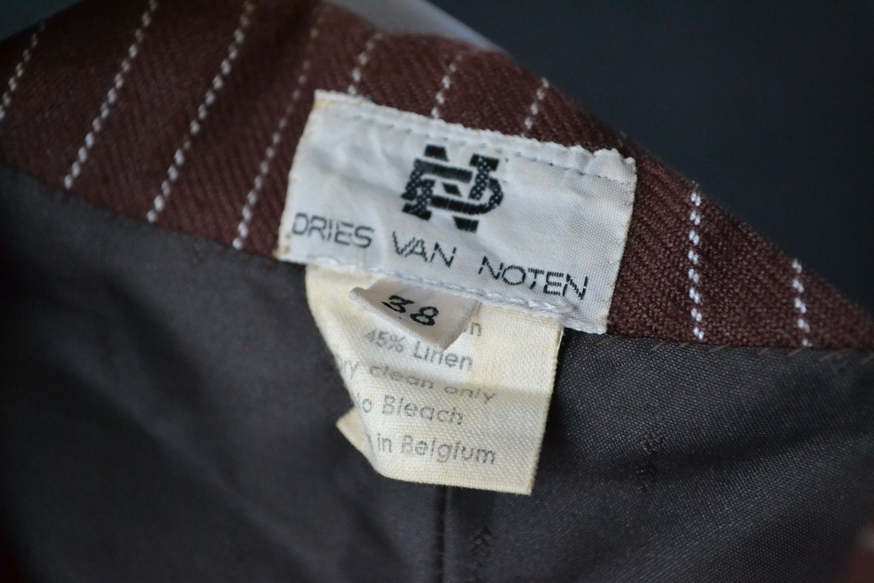 Dries Van Noten 🔴 DRIES VAN NOTEN Coat Heavy Jacket White Strip Brown Size S / US 4 / IT 40 - 6 Thumbnail