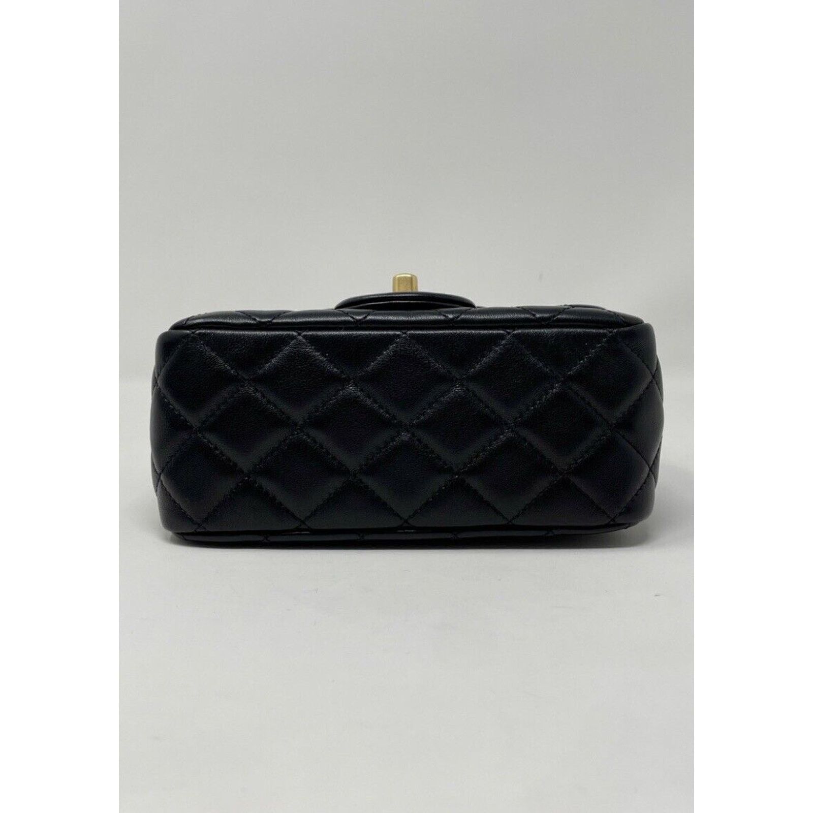 Chanel CHANEL 2022 Black Mini Square Pearl Crush Lambskin Flap Bag Size ONE SIZE - 8 Thumbnail