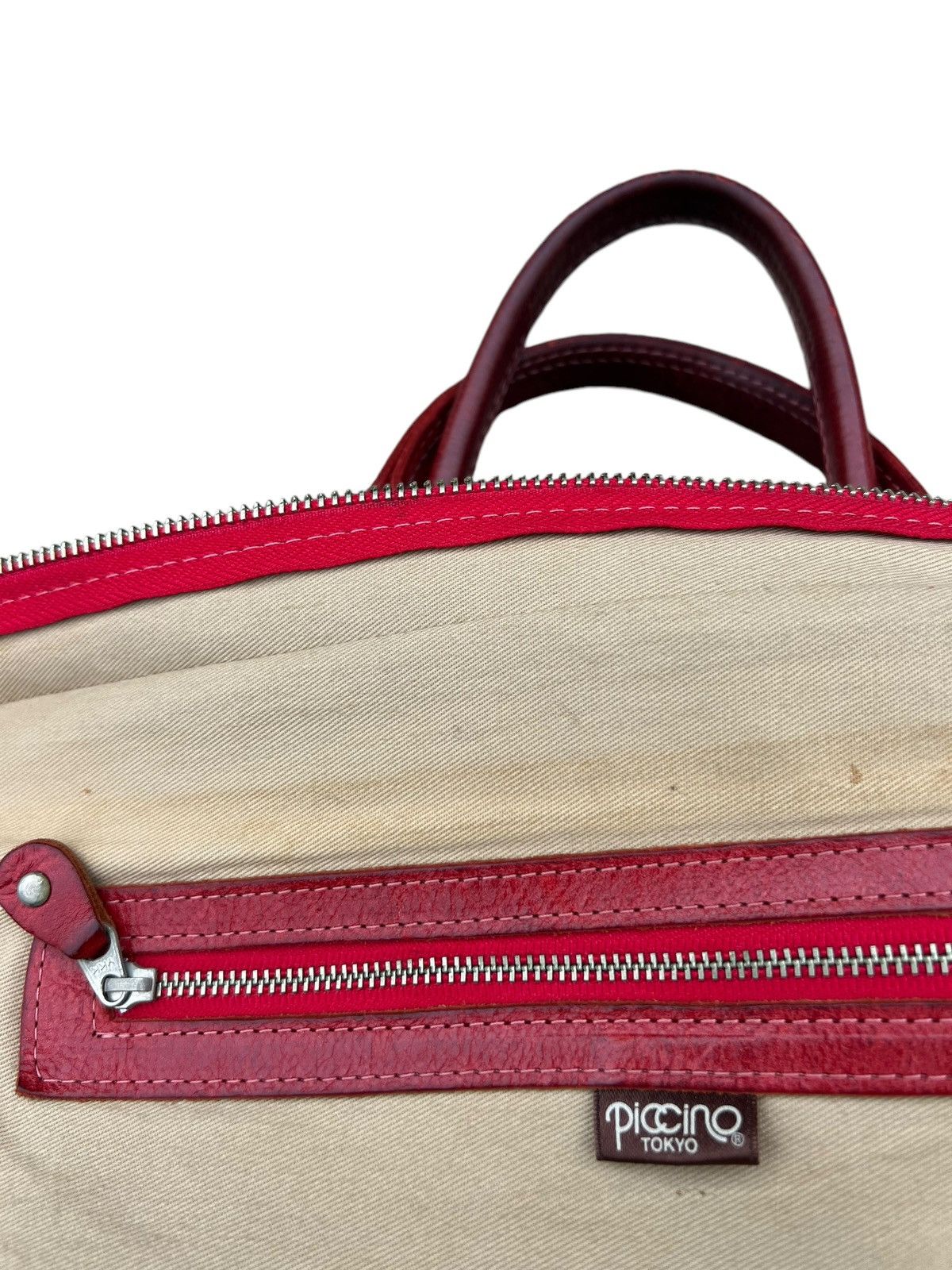 Japanese Brand Vintage PICCINO Tokyo Stains Patina Leather Bag Size ONE SIZE - 22 Thumbnail