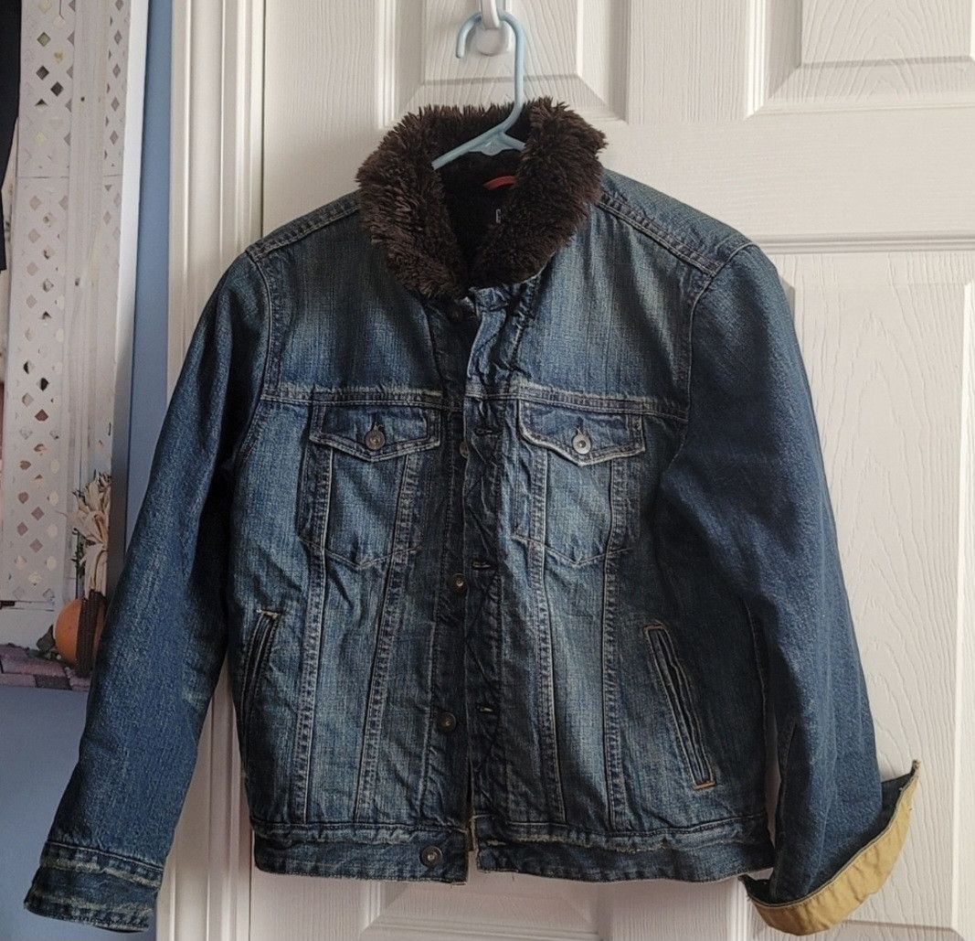 Gap NWT GAP Boy's Fur Lined Collar Jean Jacket Size XXL (14-16) Size US XXL / EU 58 / 5 - 1 Thumbnail
