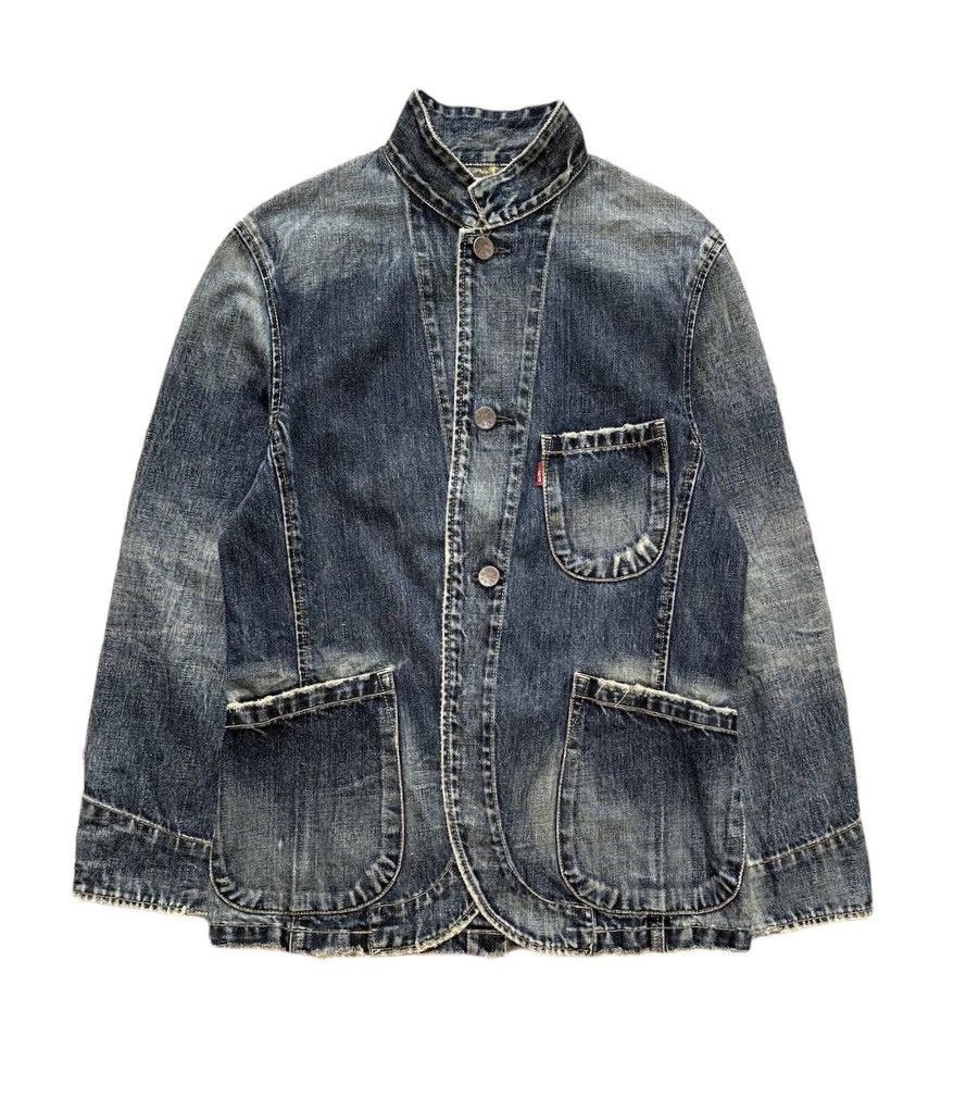 image of Levis Distressed Denim Jacket in Blue, Men's (Size Small)