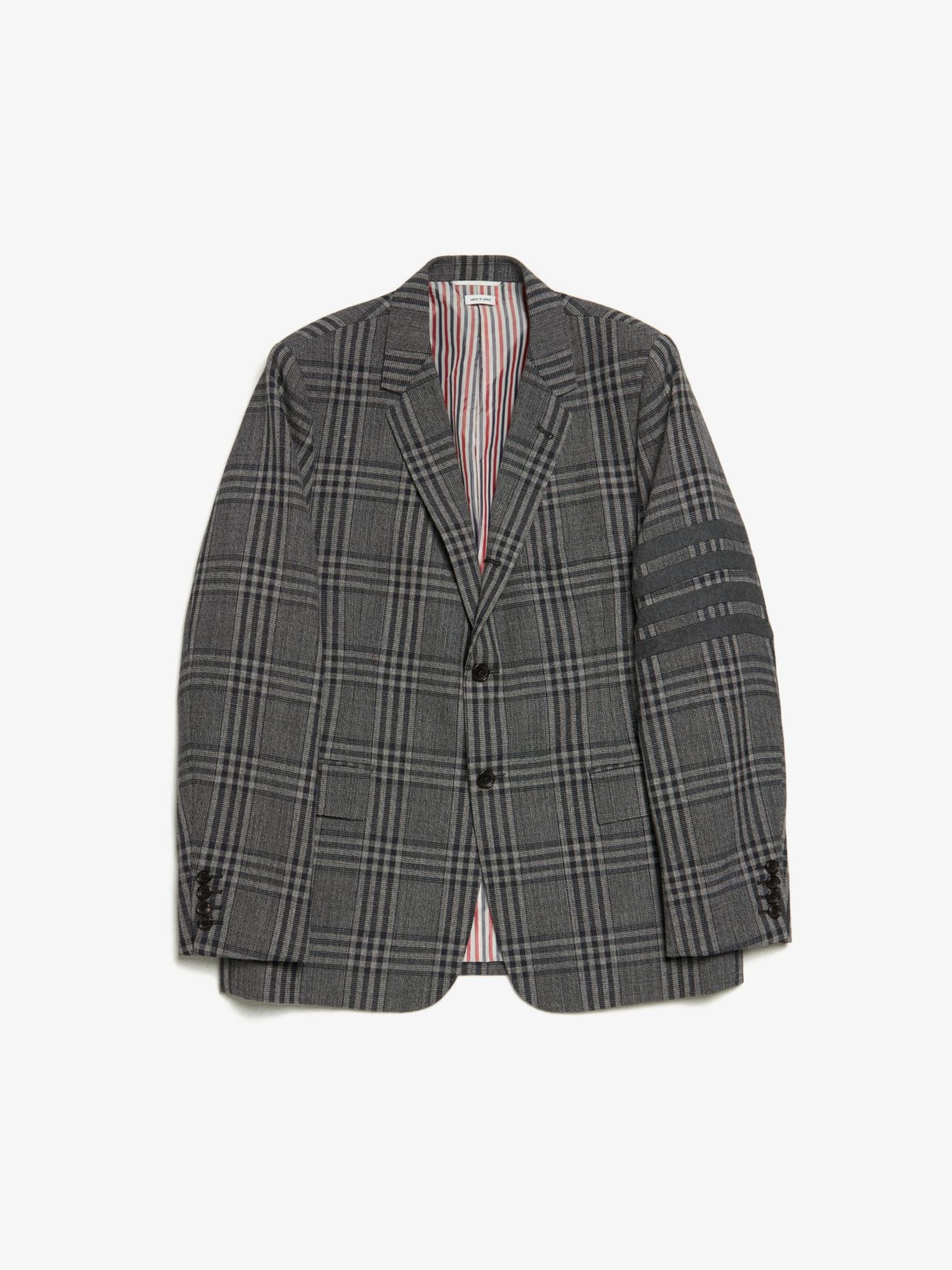 Gray Checked Wool Blazer Jacket