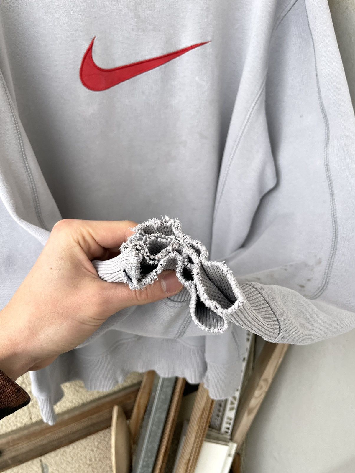 Nike Vintage Y2K Nike Big Logo Distressed Trashed Sweatshirt Size US XL / EU 56 / 4 - 18 Thumbnail