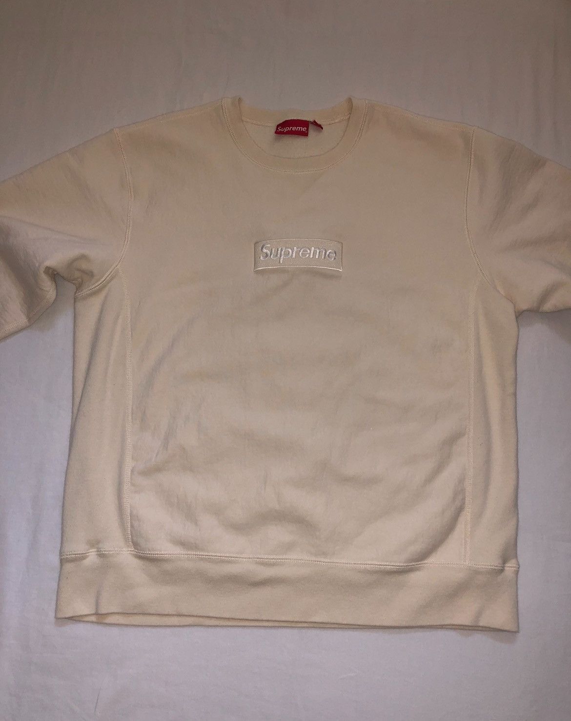 Supreme Supreme Box Logo Crewneck Natural (F/W18) Size XL Size US XL / EU 56 / 4 - 3 Thumbnail