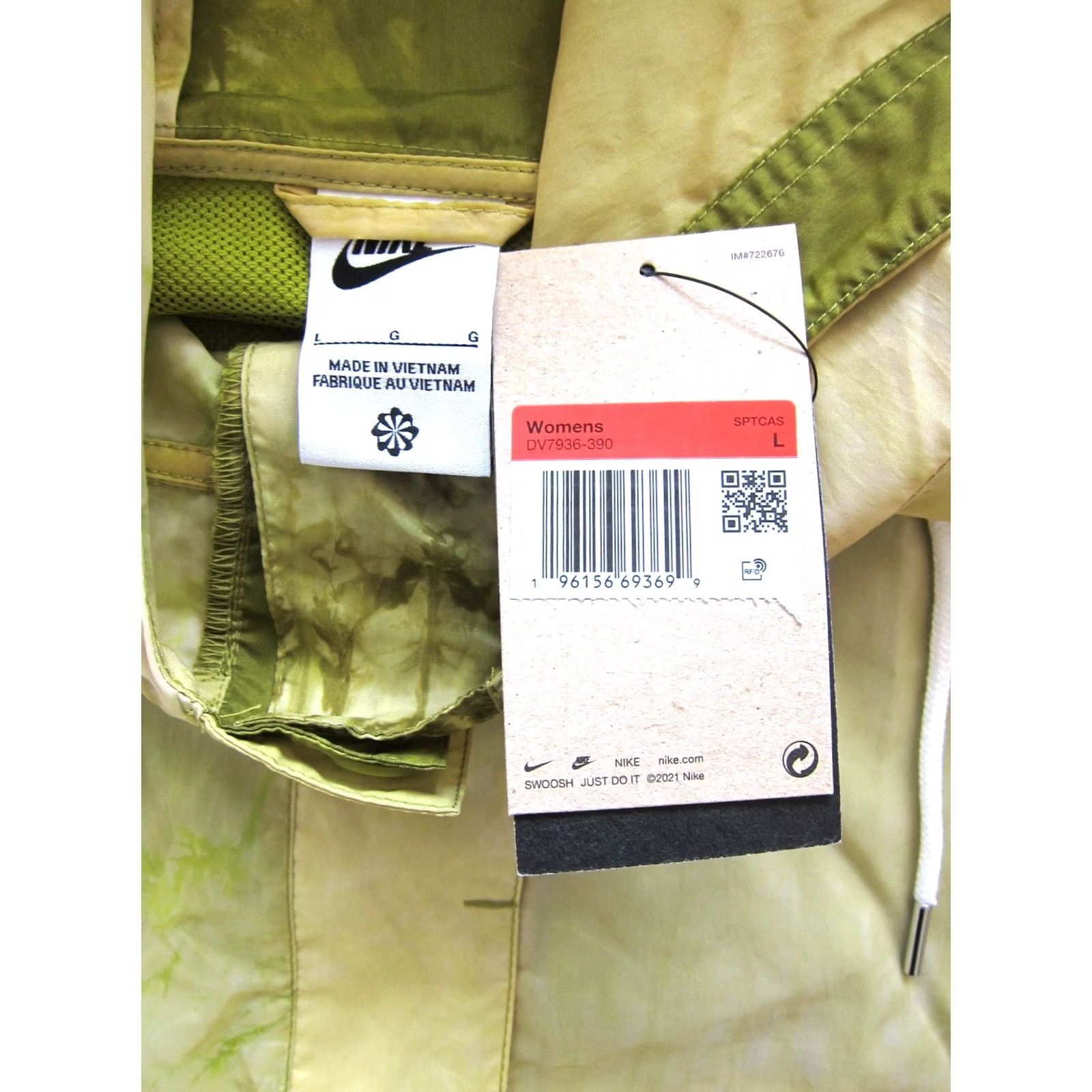Nike Nike Women Sportswear Windbreaker Jacket L Green Wave Tie Dye Full Zip Hooded Nylon Outer Shell Size L / US 10 / IT 46 - 5 Thumbnail
