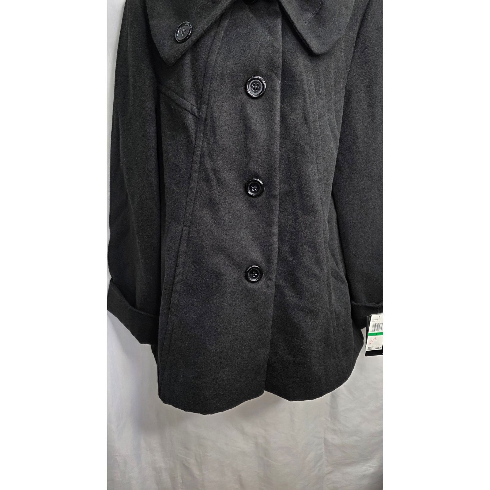 1 Madison Womens Black Peacoat Jacket Large Button Front Winter Coat Size L / US 10 / IT 46 - 5 Thumbnail